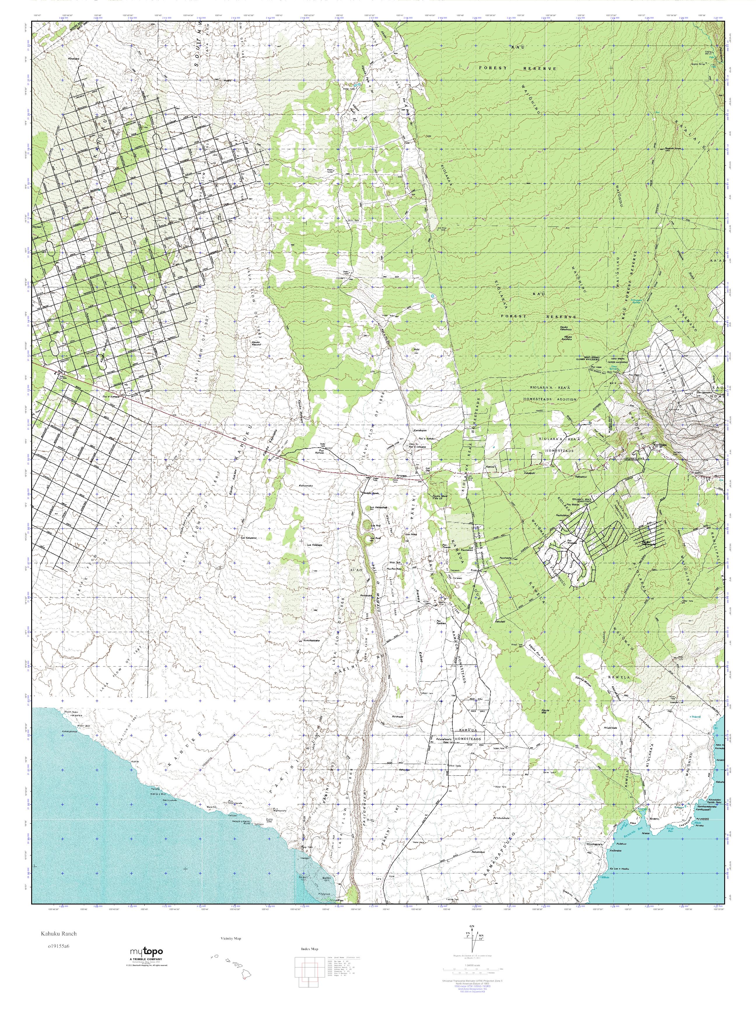 MyTopo Kahuku Ranch, Hawaii USGS Quad Topo Map