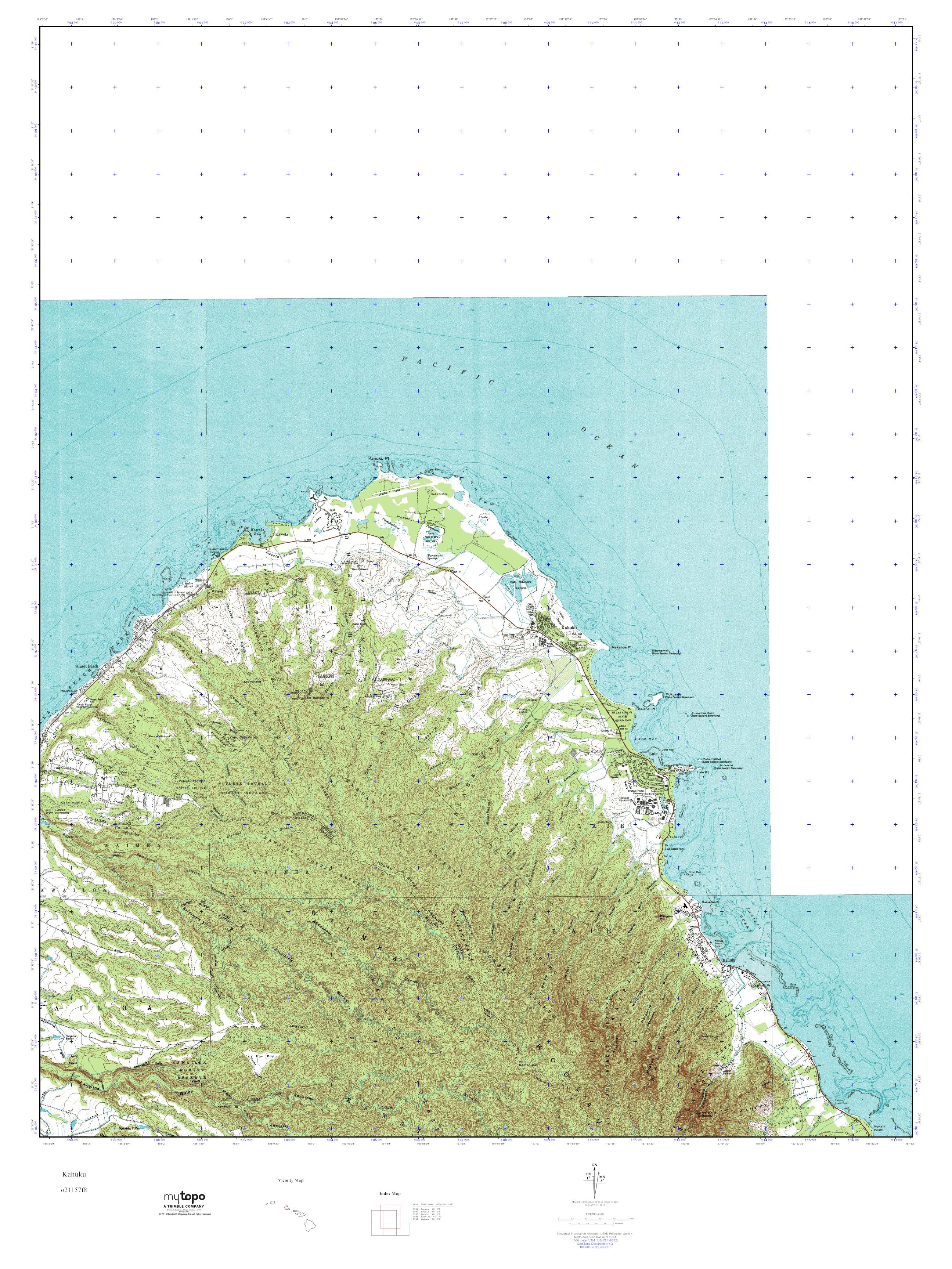 MyTopo Kahuku, Hawaii USGS Quad Topo Map