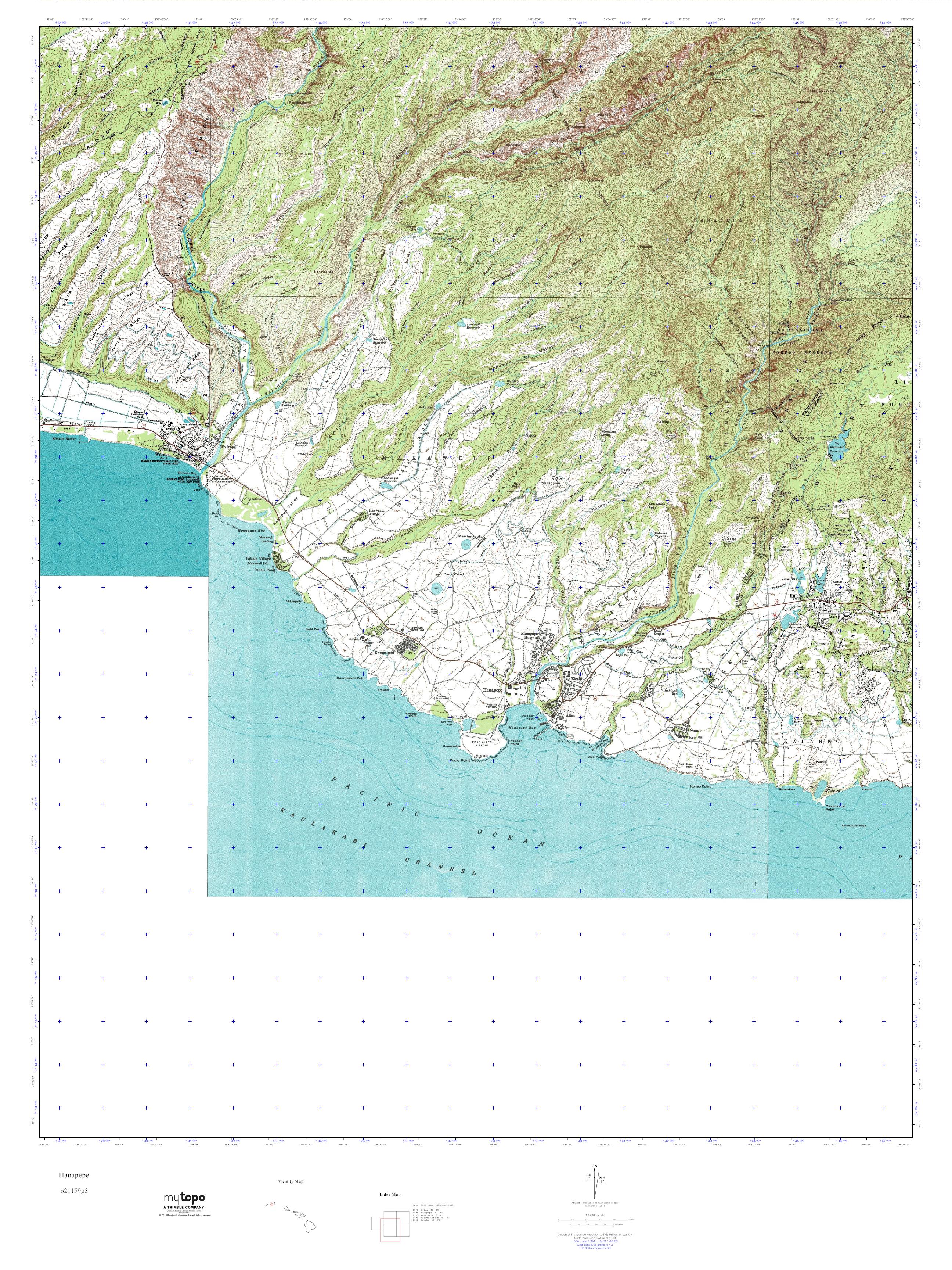 MyTopo Hanapepe, Hawaii USGS Quad Topo Map