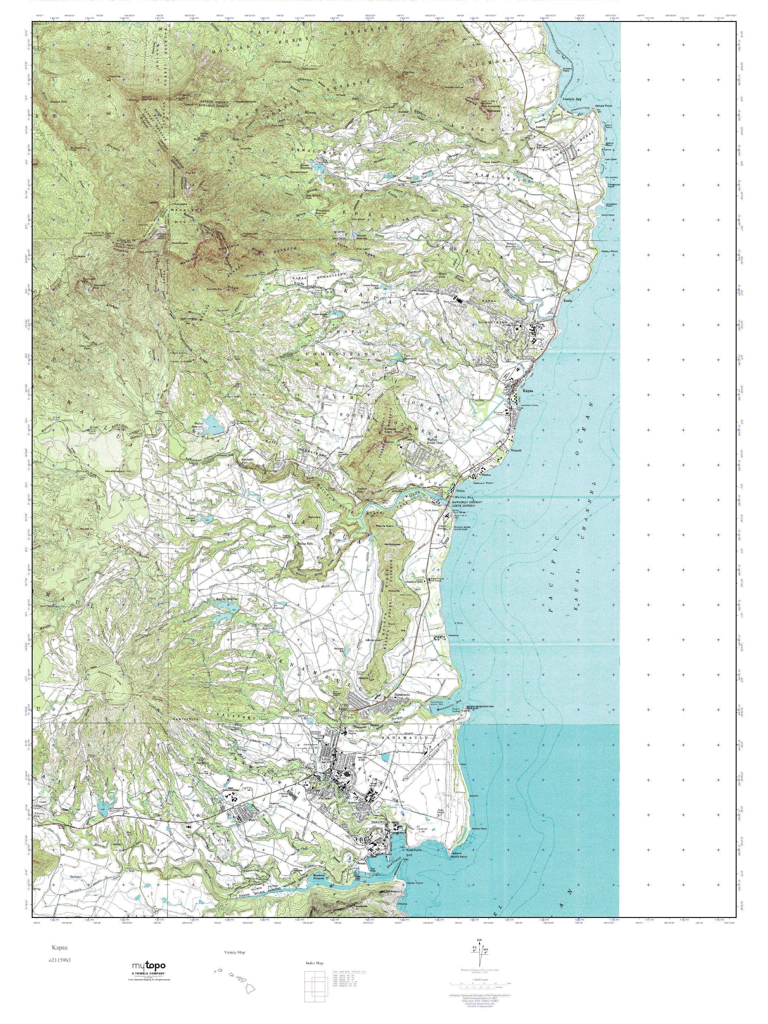 MyTopo Kapaa, Hawaii USGS Quad Topo Map