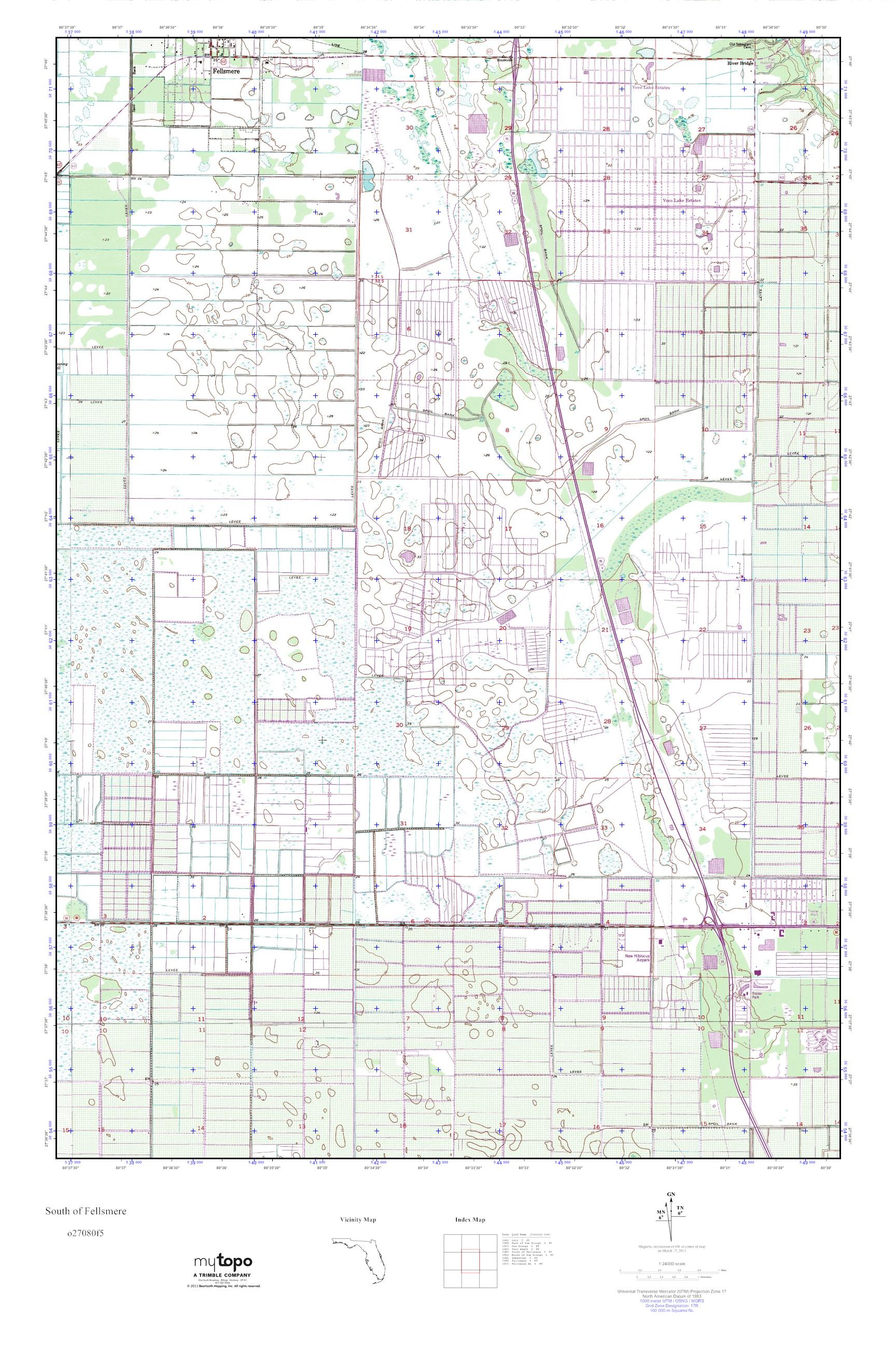 MyTopo South of Fellsmere, Florida USGS Quad Topo Map