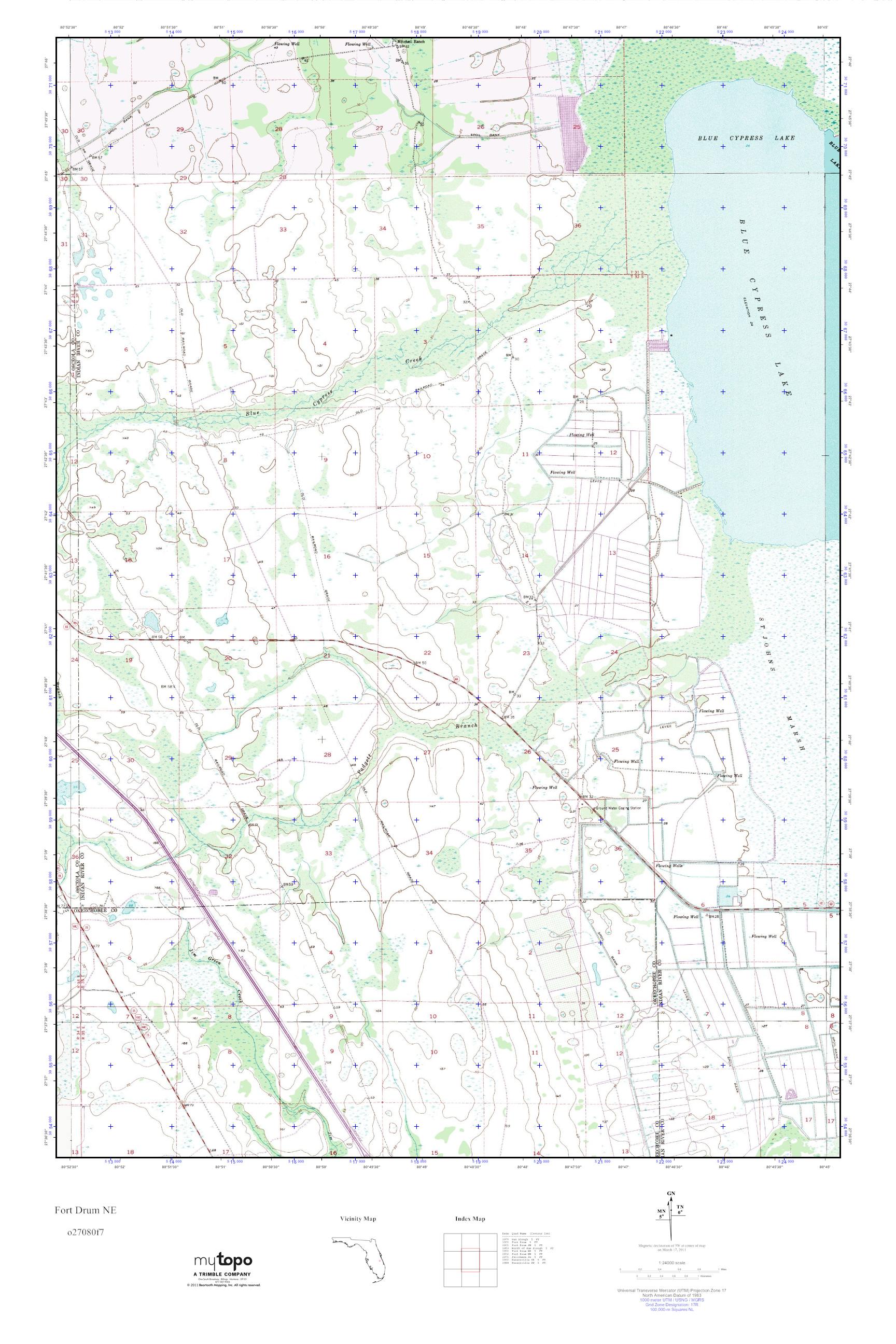 MyTopo Fort Drum NE, Florida USGS Quad Topo Map