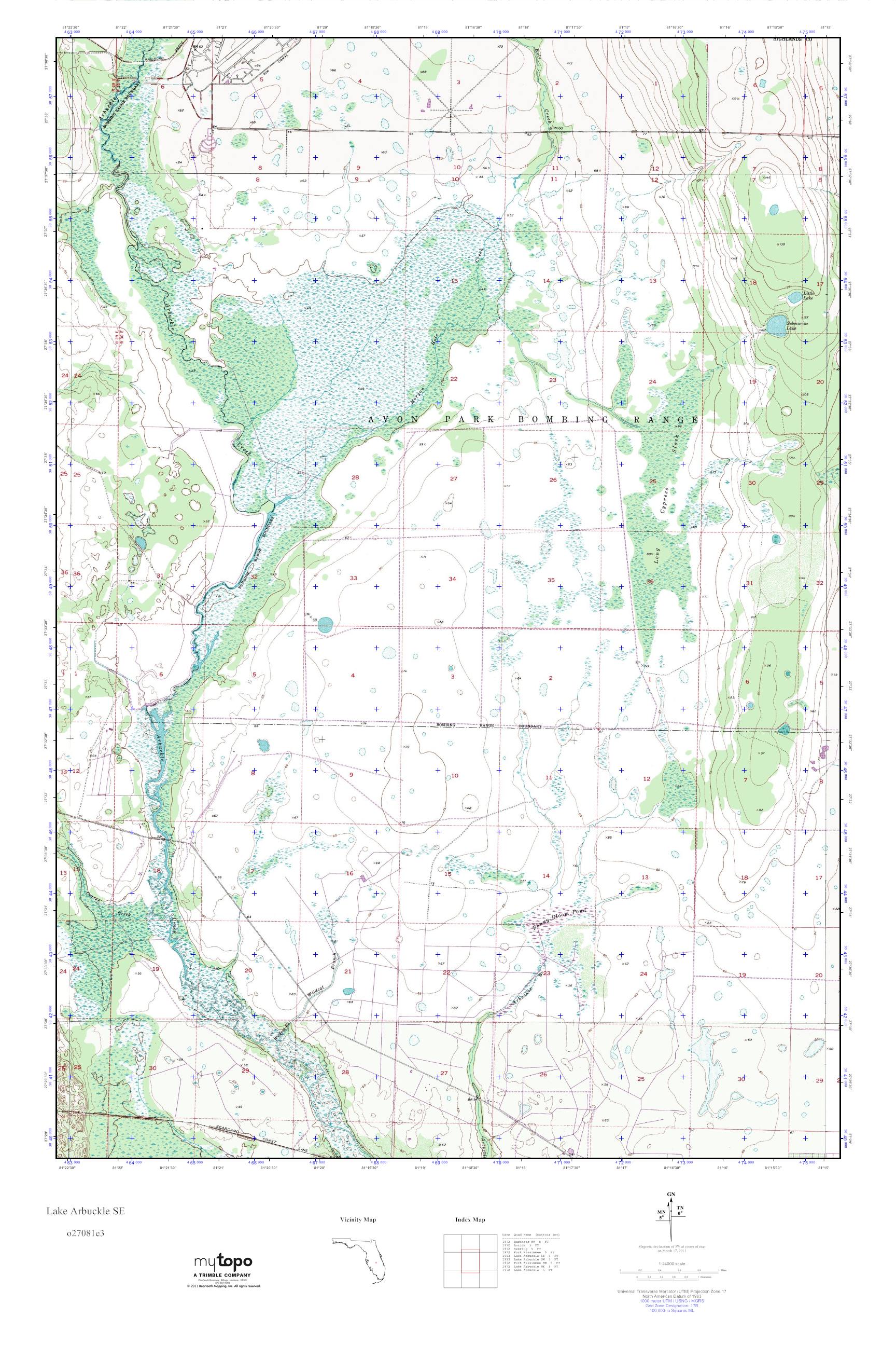 MyTopo Lake Arbuckle SE, Florida USGS Quad Topo Map