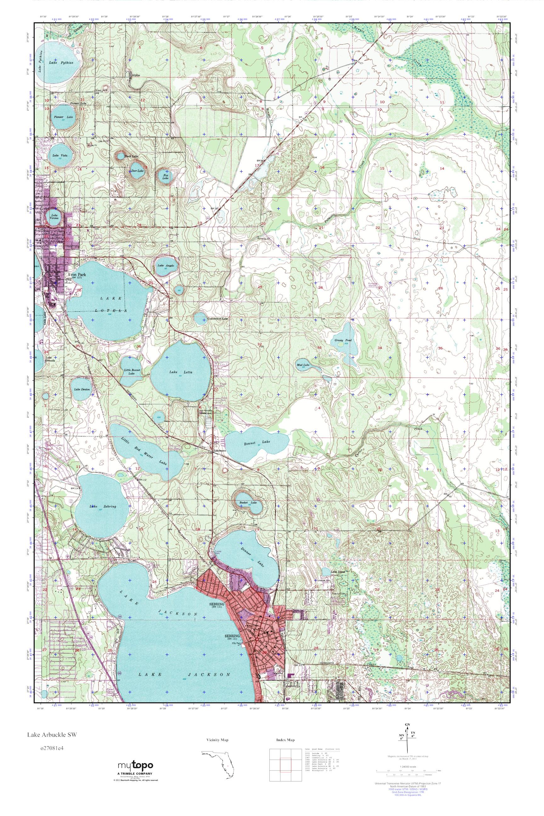 MyTopo Lake Arbuckle SW, Florida USGS Quad Topo Map