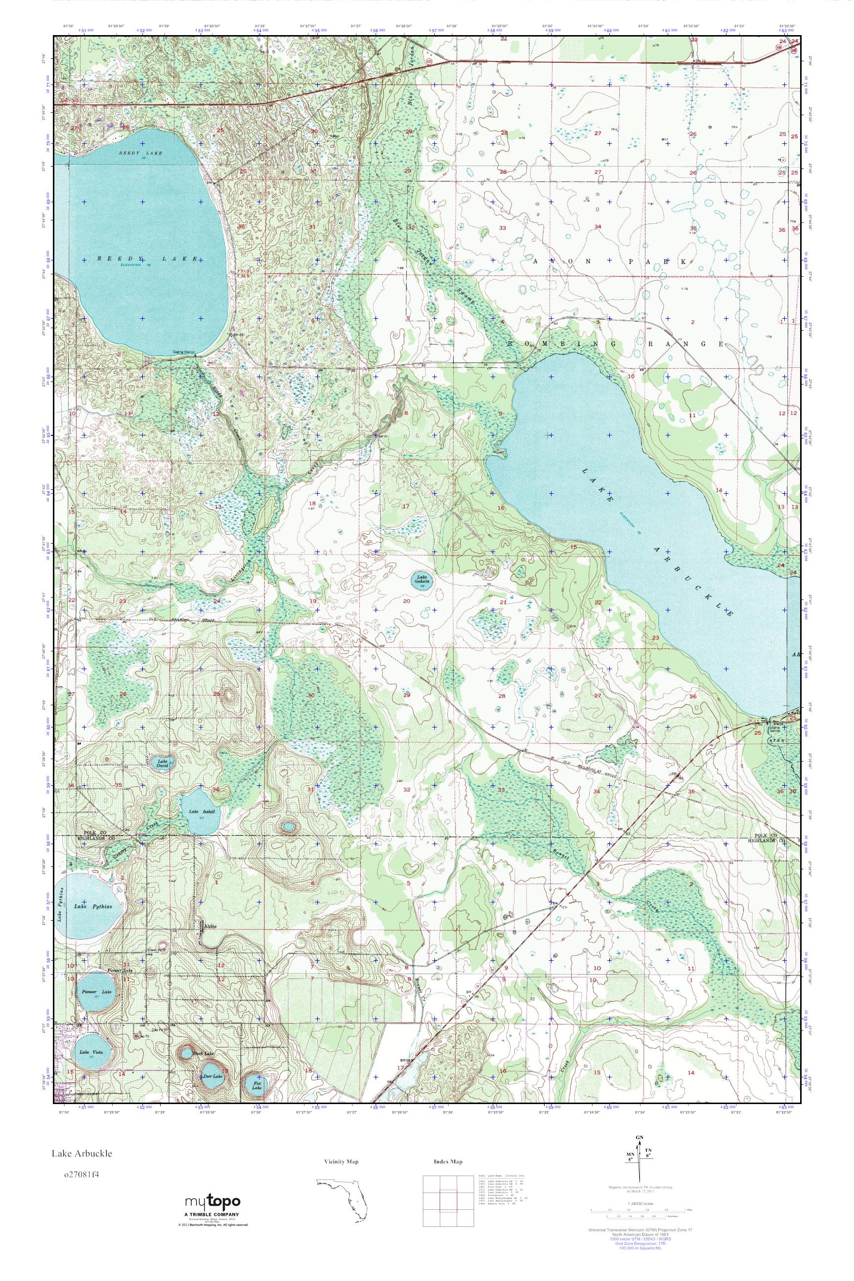 MyTopo Lake Arbuckle, Florida USGS Quad Topo Map
