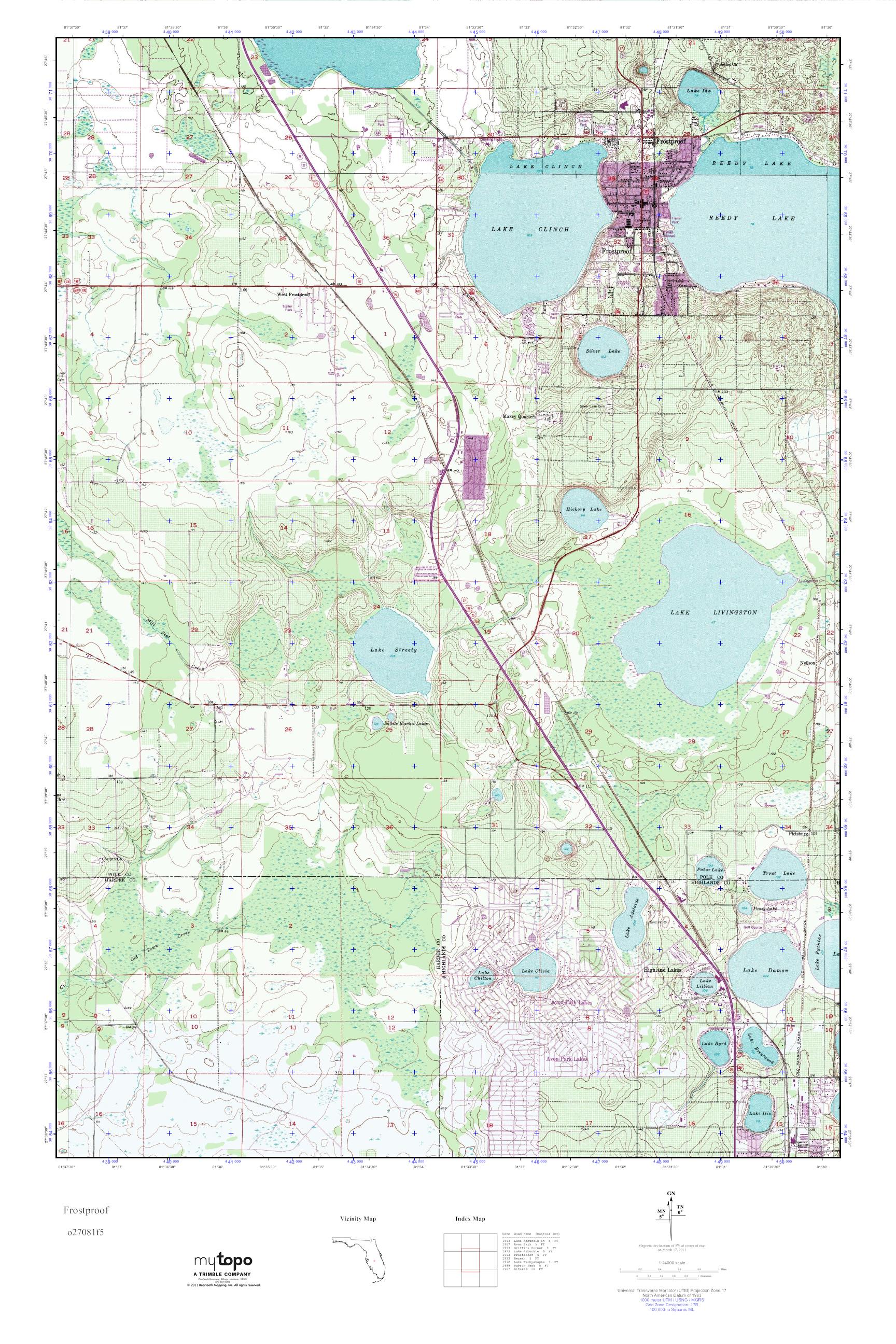 MyTopo Frostproof, Florida USGS Quad Topo Map