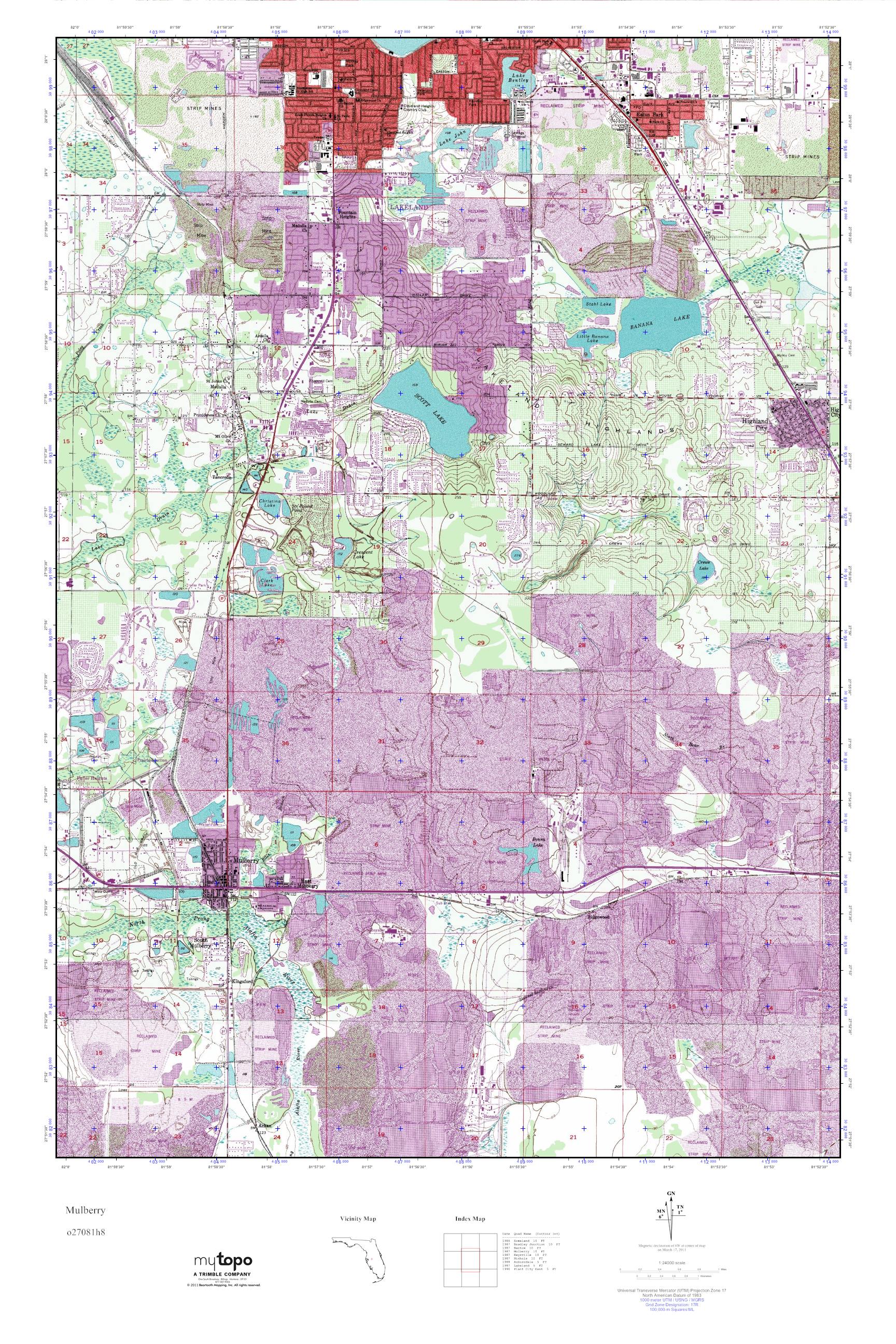 MyTopo Mulberry, Florida USGS Quad Topo Map