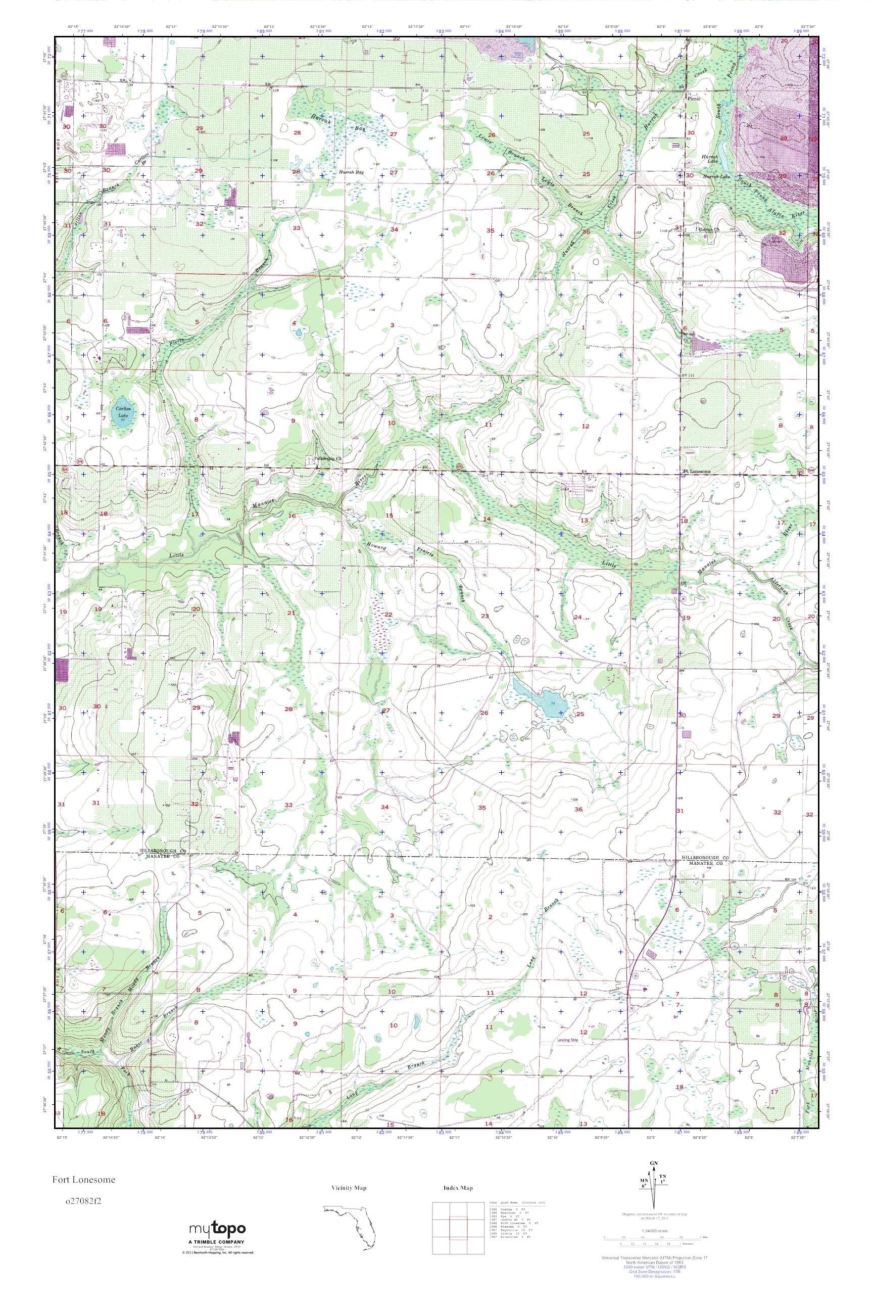 MyTopo Fort Lonesome, Florida USGS Quad Topo Map