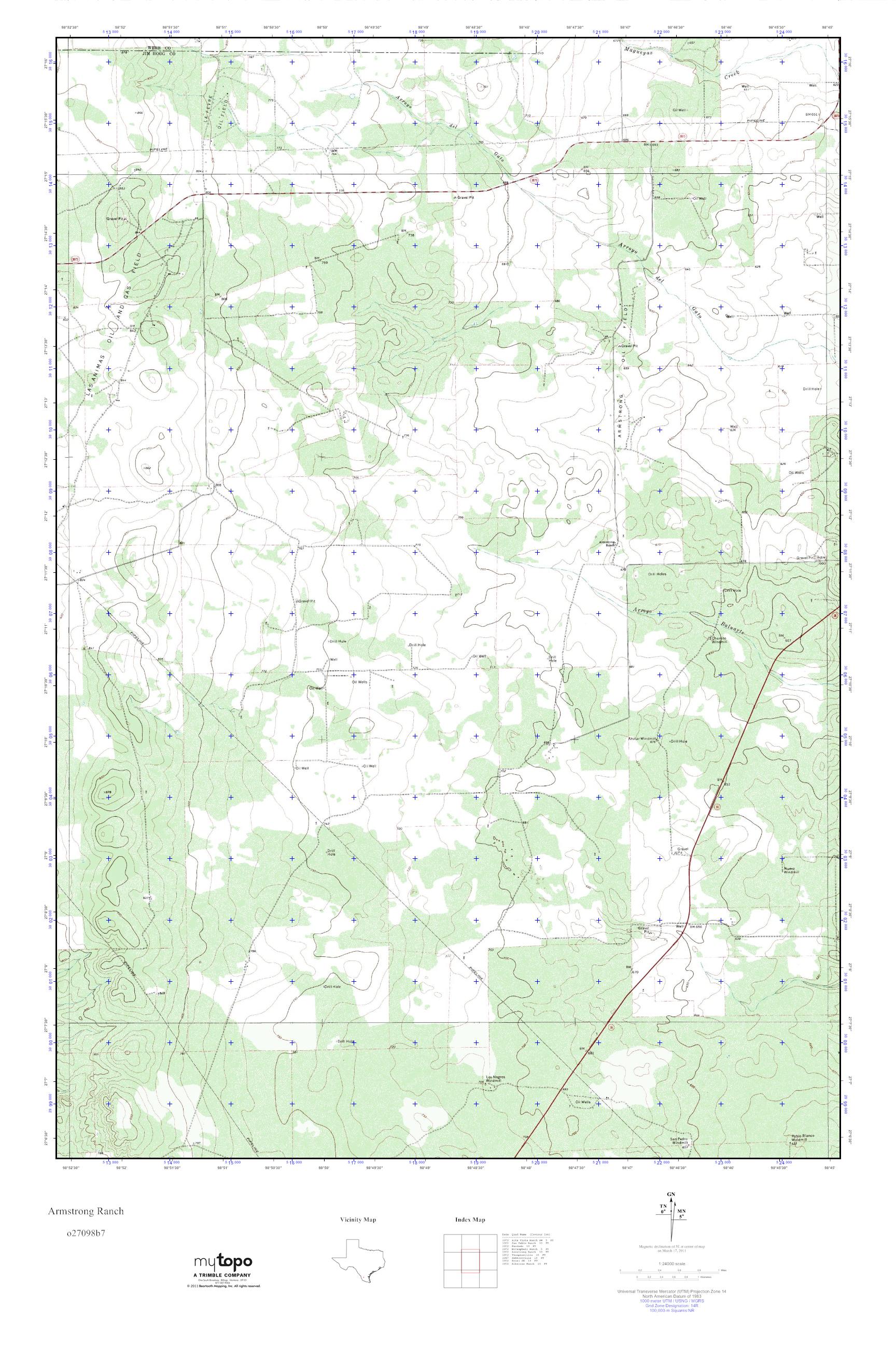 MyTopo Armstrong Ranch, Texas USGS Quad Topo Map