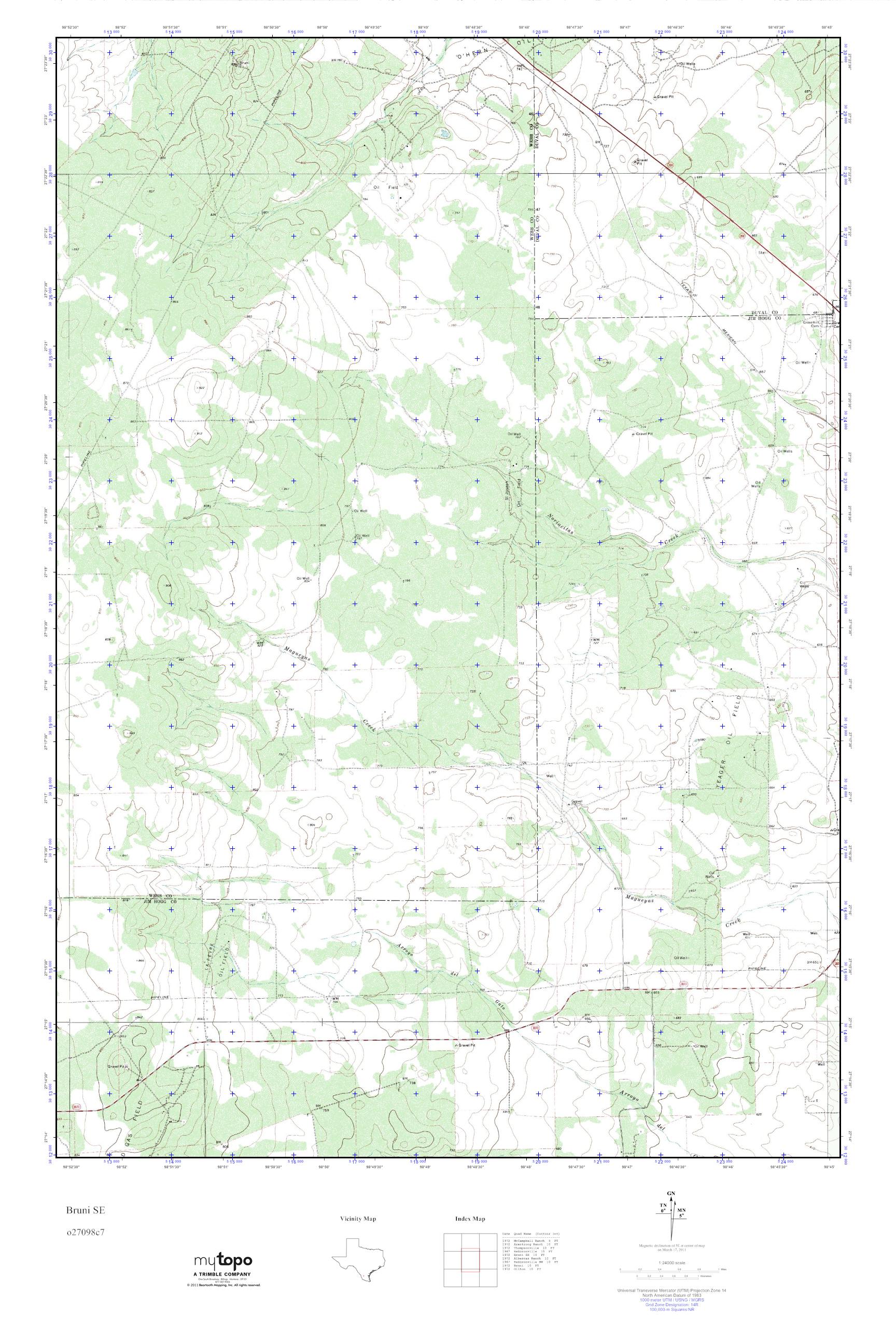 MyTopo Bruni SE, Texas USGS Quad Topo Map