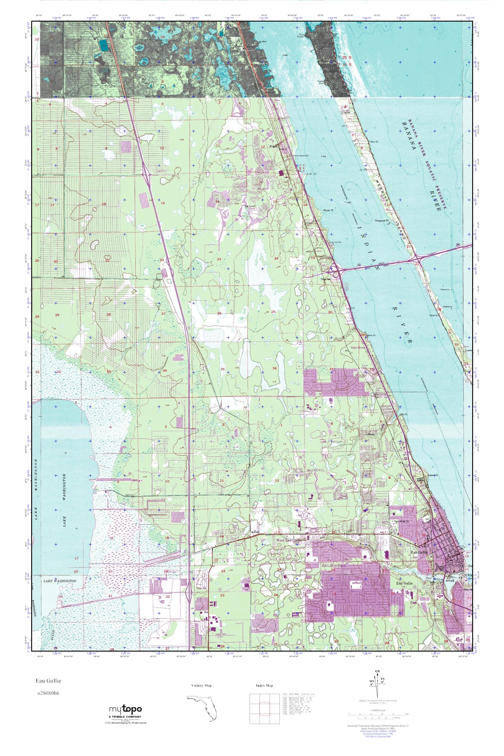 MyTopo Eau Gallie, Florida USGS Quad Topo Map