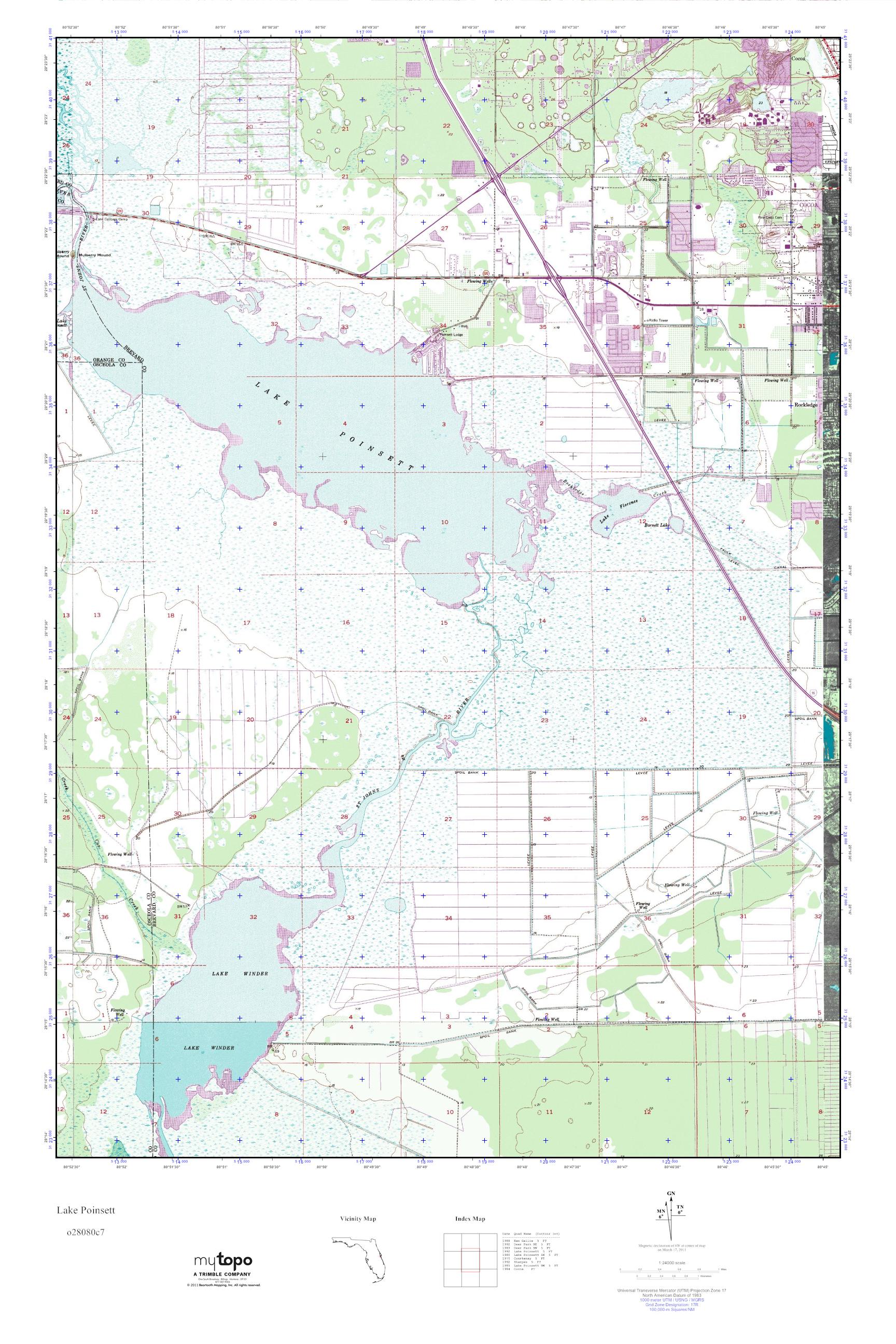MyTopo Lake Poinsett, Florida USGS Quad Topo Map
