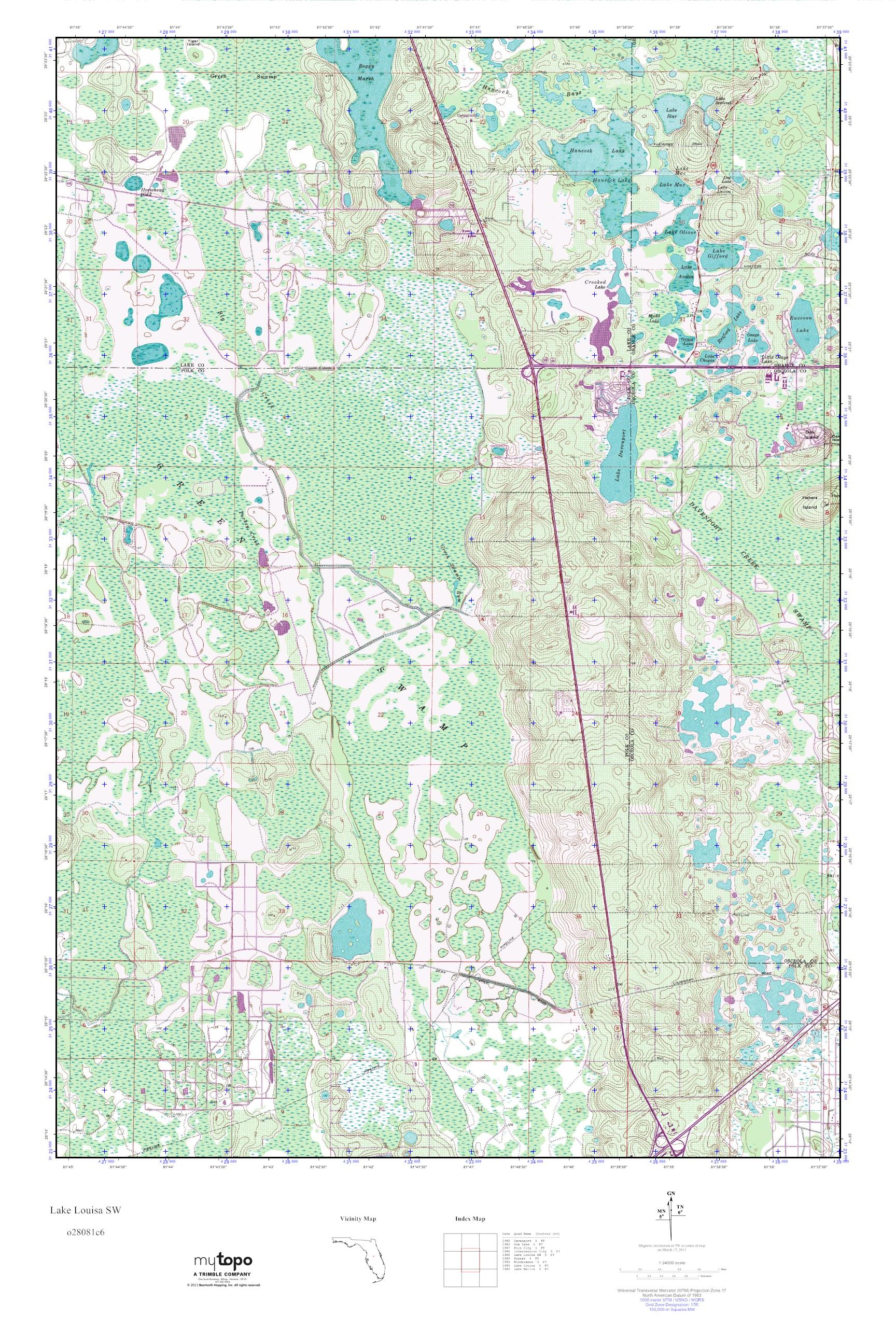 MyTopo Lake Louisa SW, Florida USGS Quad Topo Map