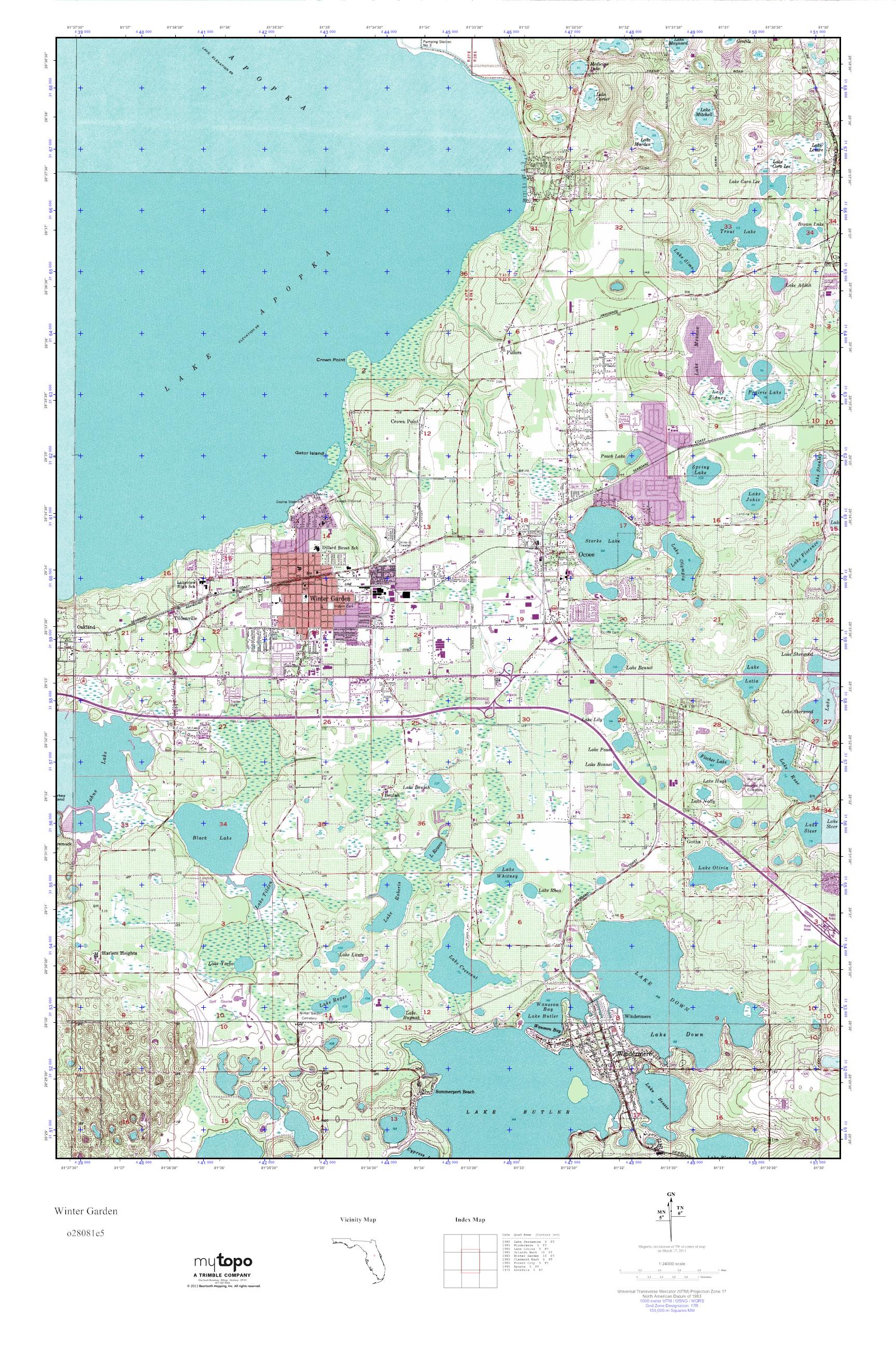 MyTopo Winter Garden, Florida USGS Quad Topo Map