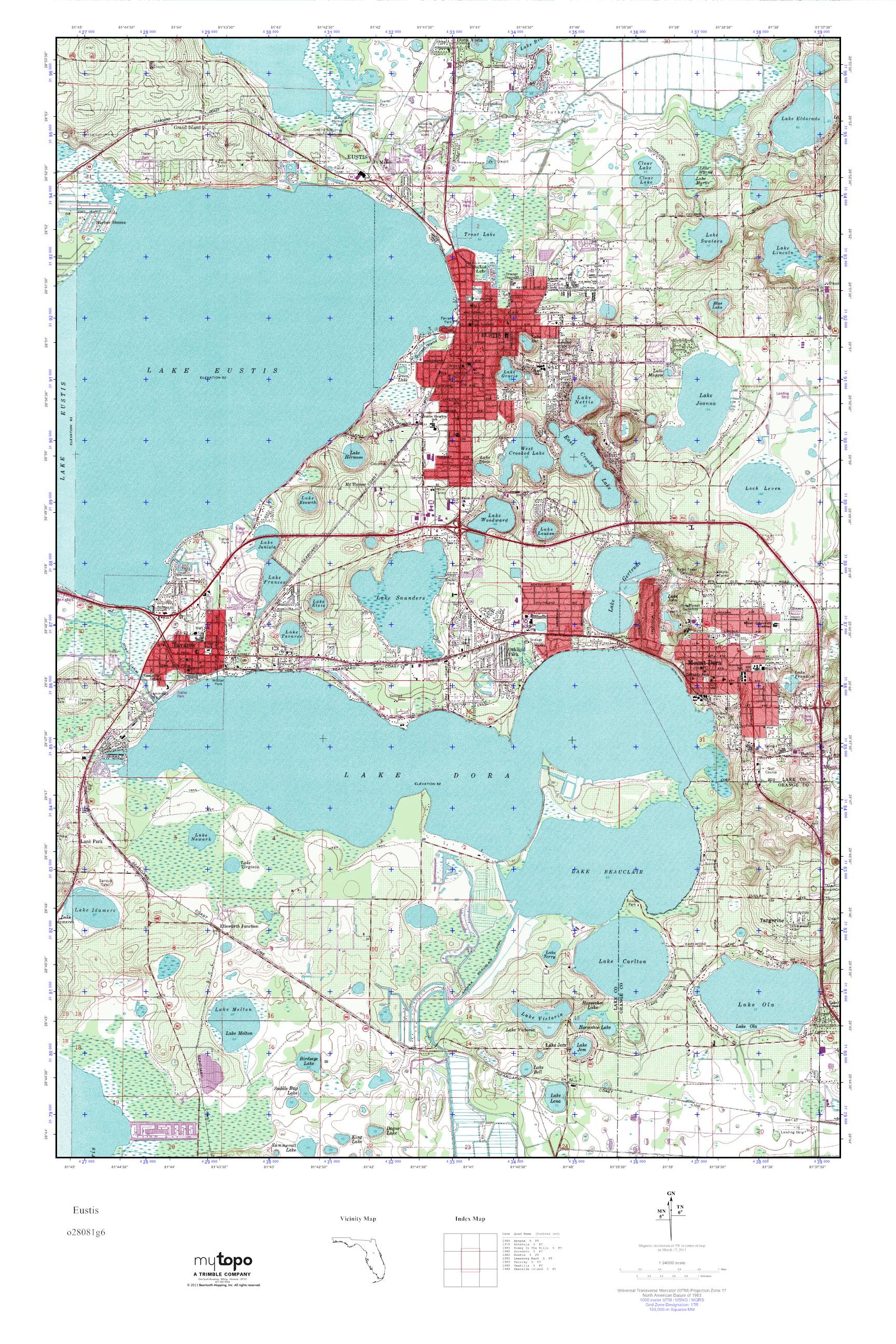 MyTopo Eustis, Florida USGS Quad Topo Map