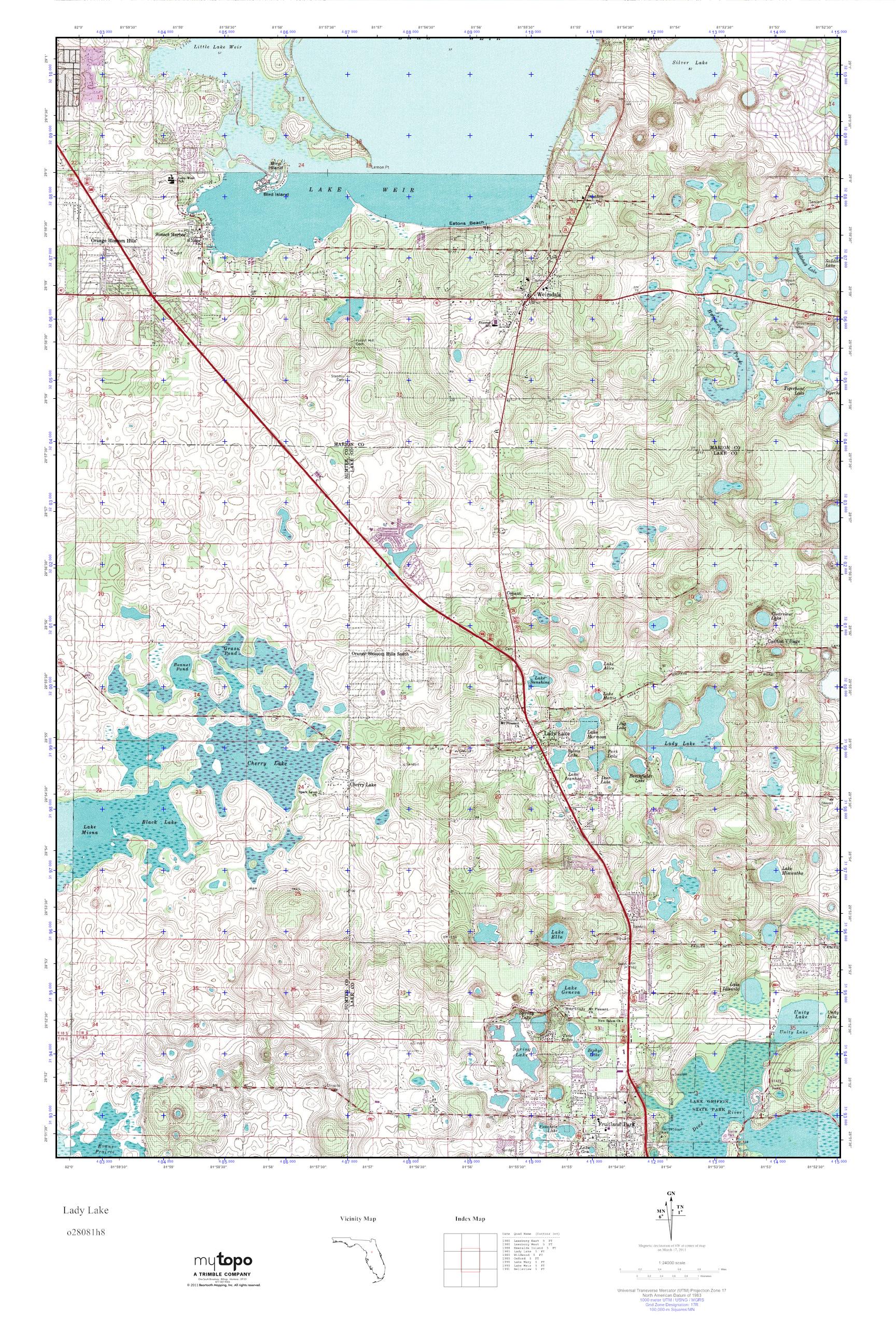 MyTopo Lady Lake, Florida USGS Quad Topo Map