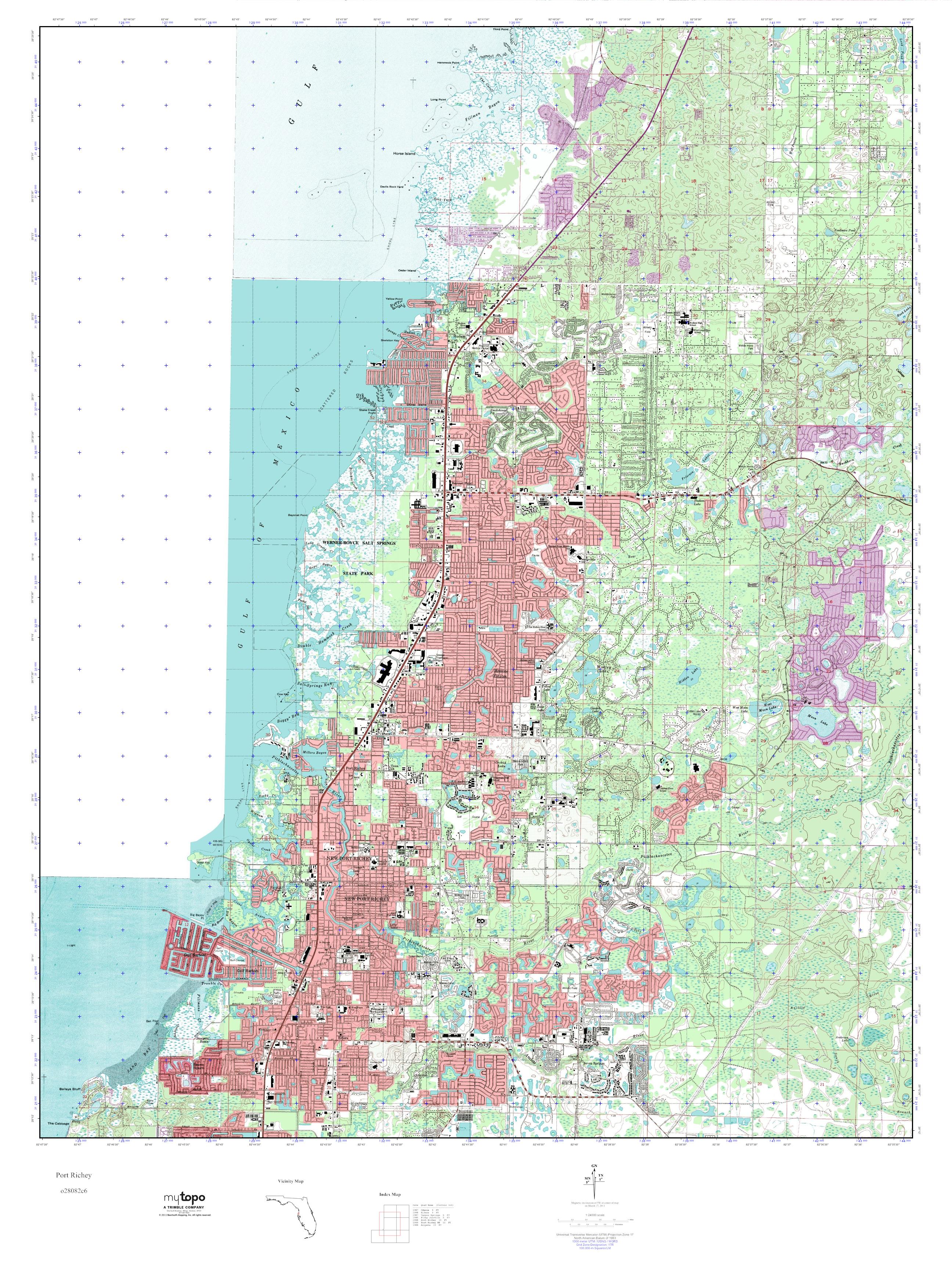 MyTopo Port Richey, Florida USGS Quad Topo Map