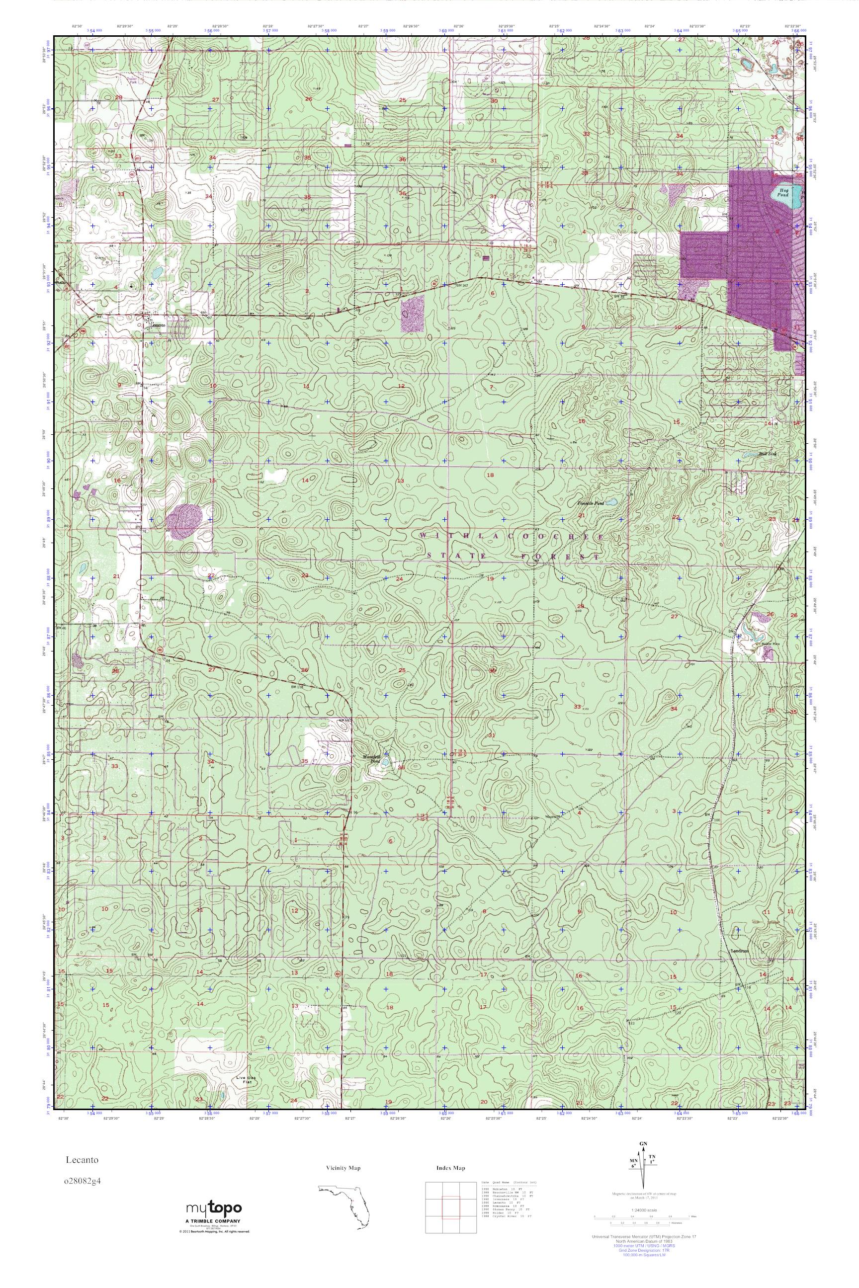 MyTopo Lecanto, Florida USGS Quad Topo Map