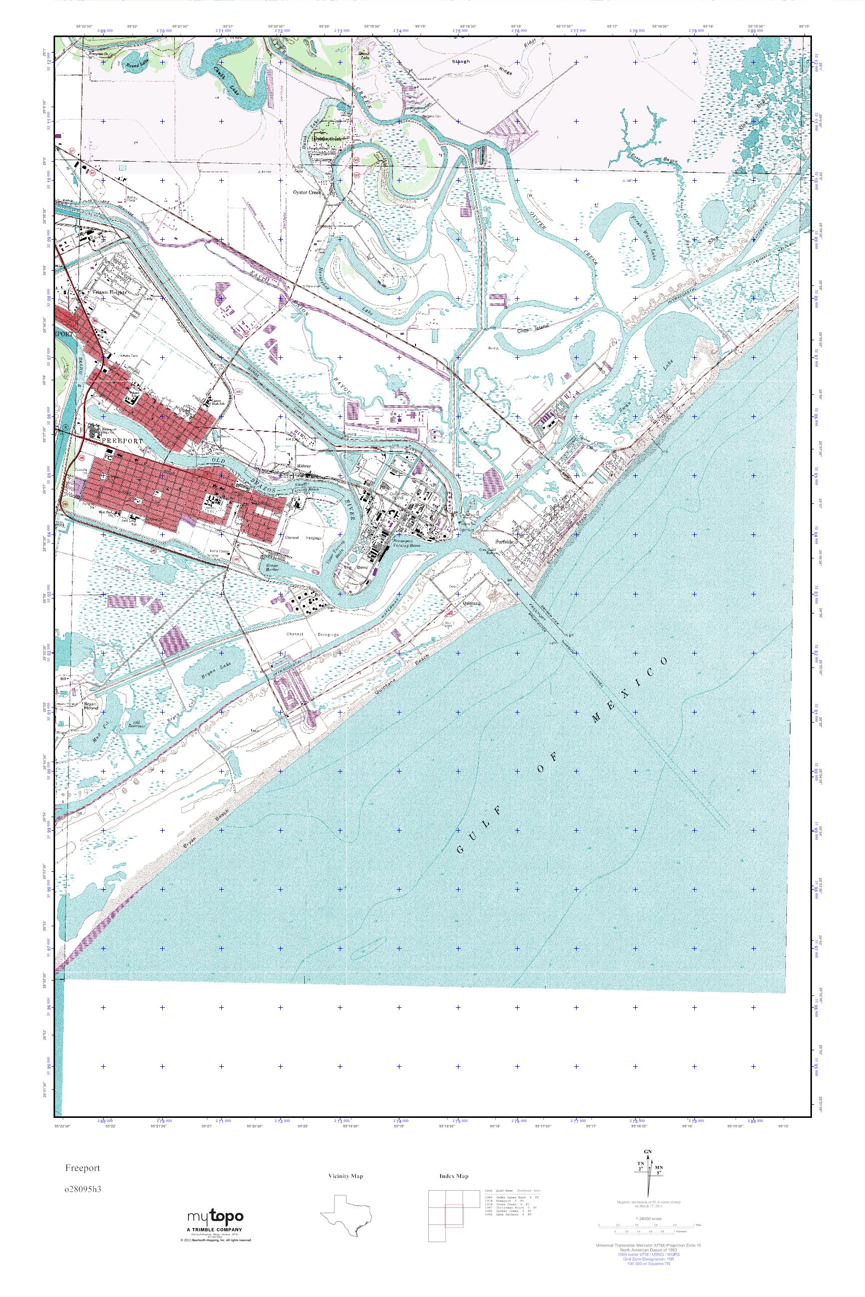 MyTopo Freeport, Texas USGS Quad Topo Map