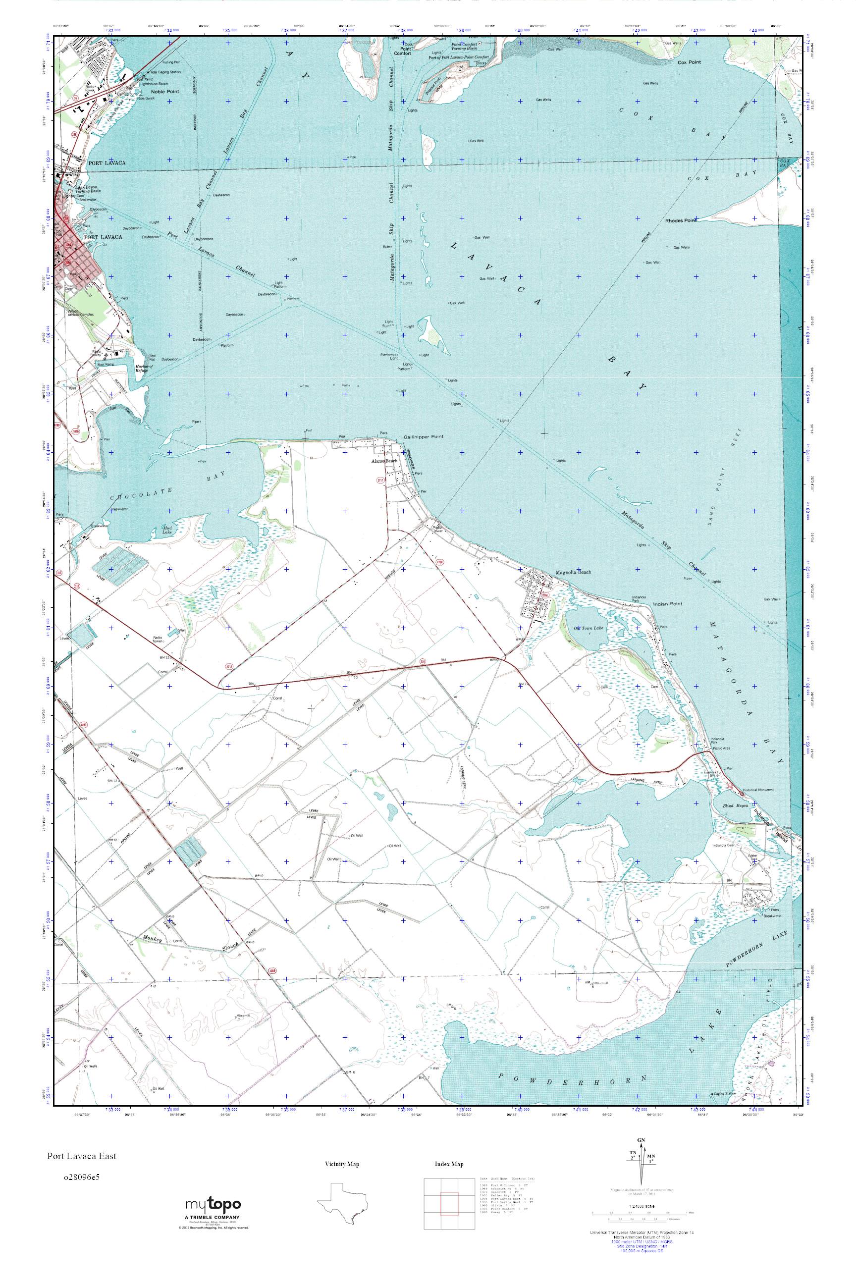 MyTopo Port Lavaca East, Texas USGS Quad Topo Map