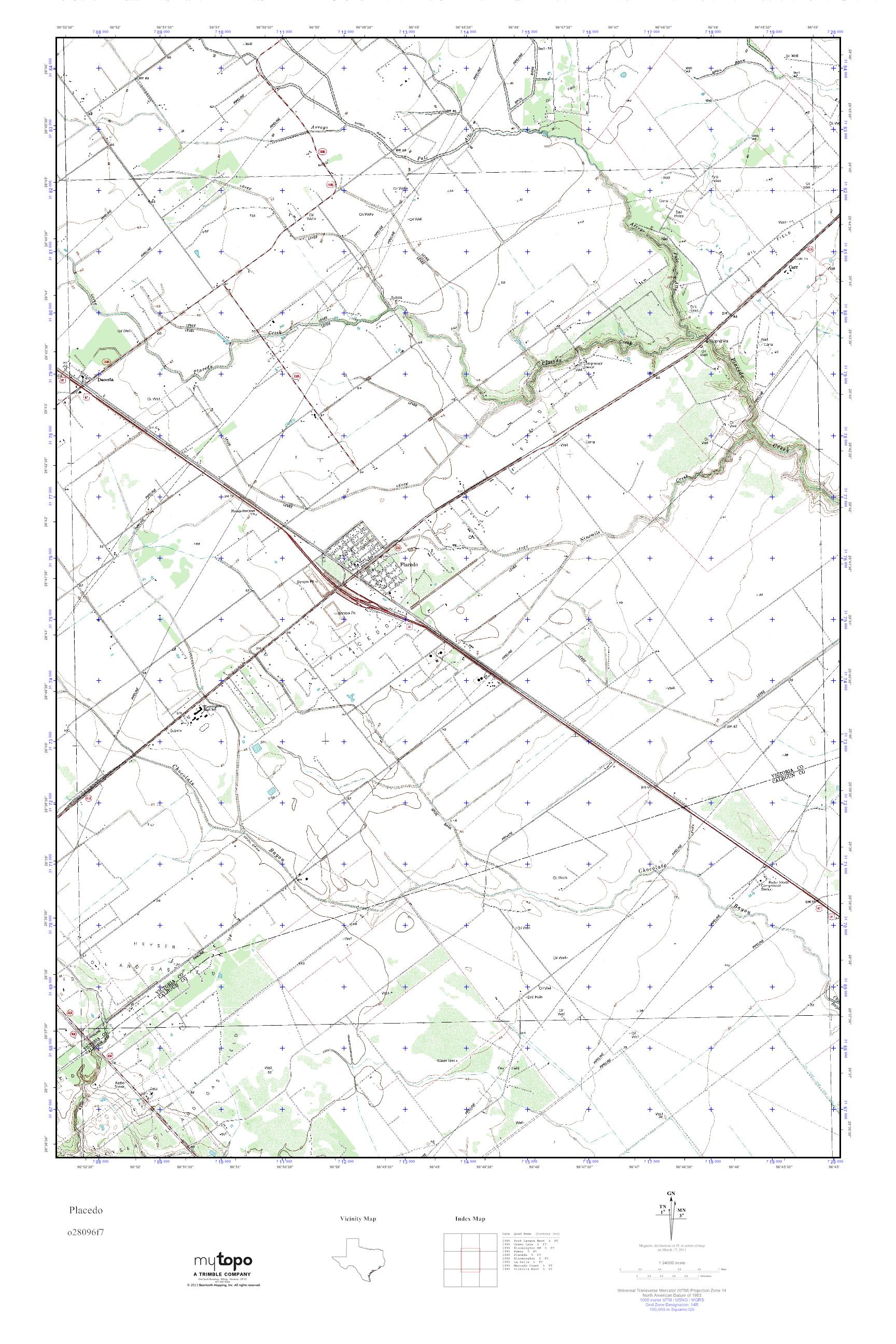 MyTopo Placedo, Texas USGS Quad Topo Map