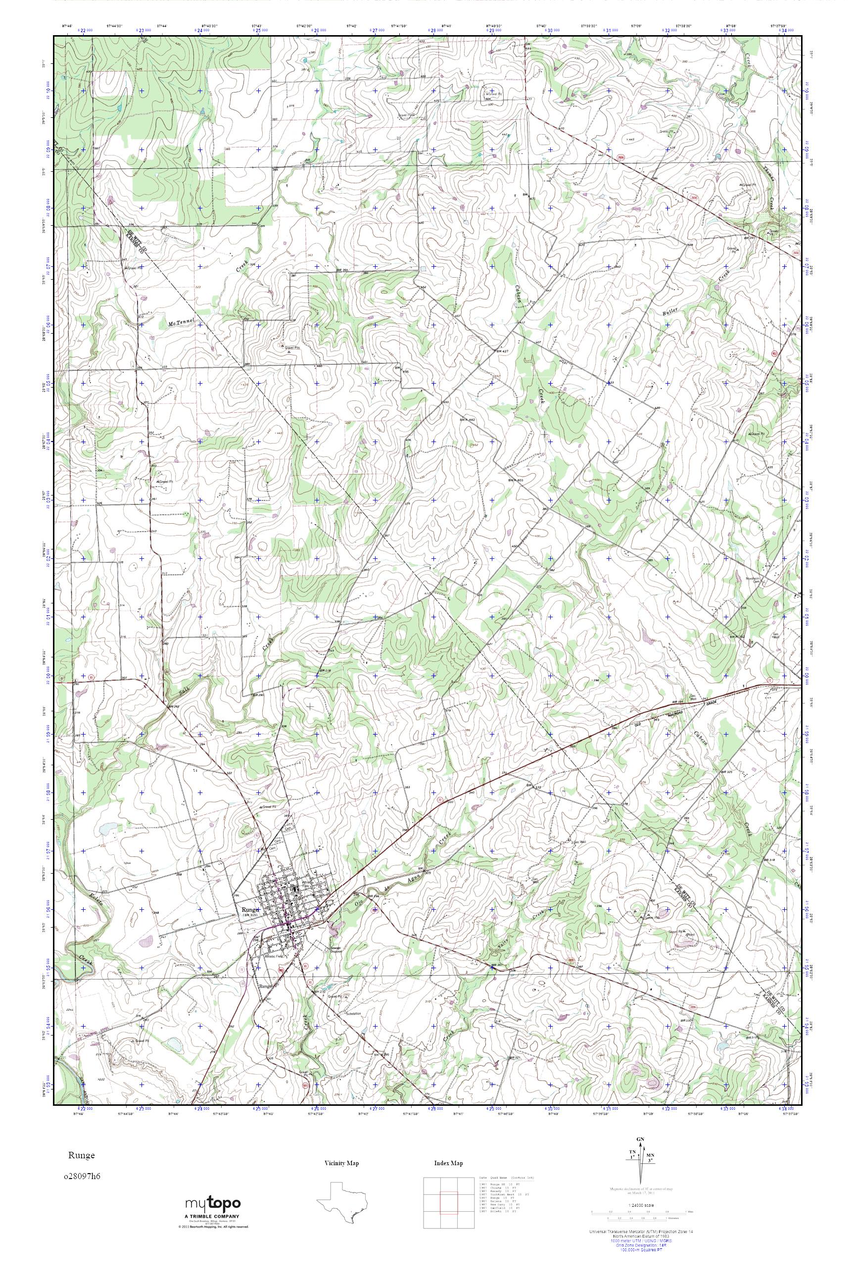 MyTopo Runge, Texas USGS Quad Topo Map