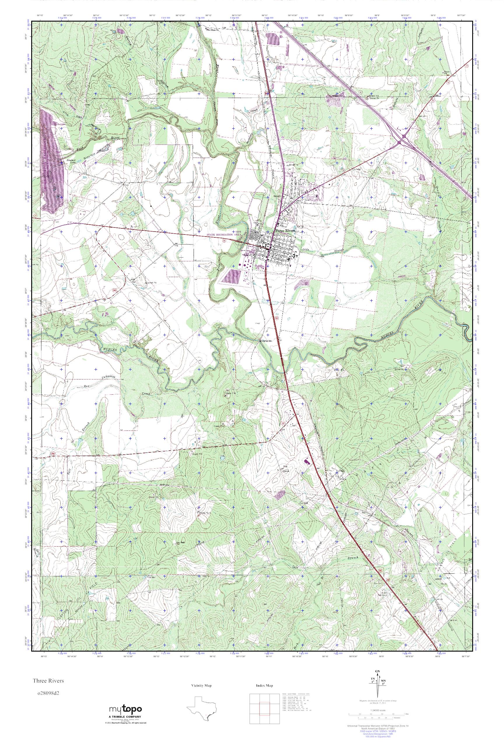 MyTopo Three Rivers, Texas USGS Quad Topo Map