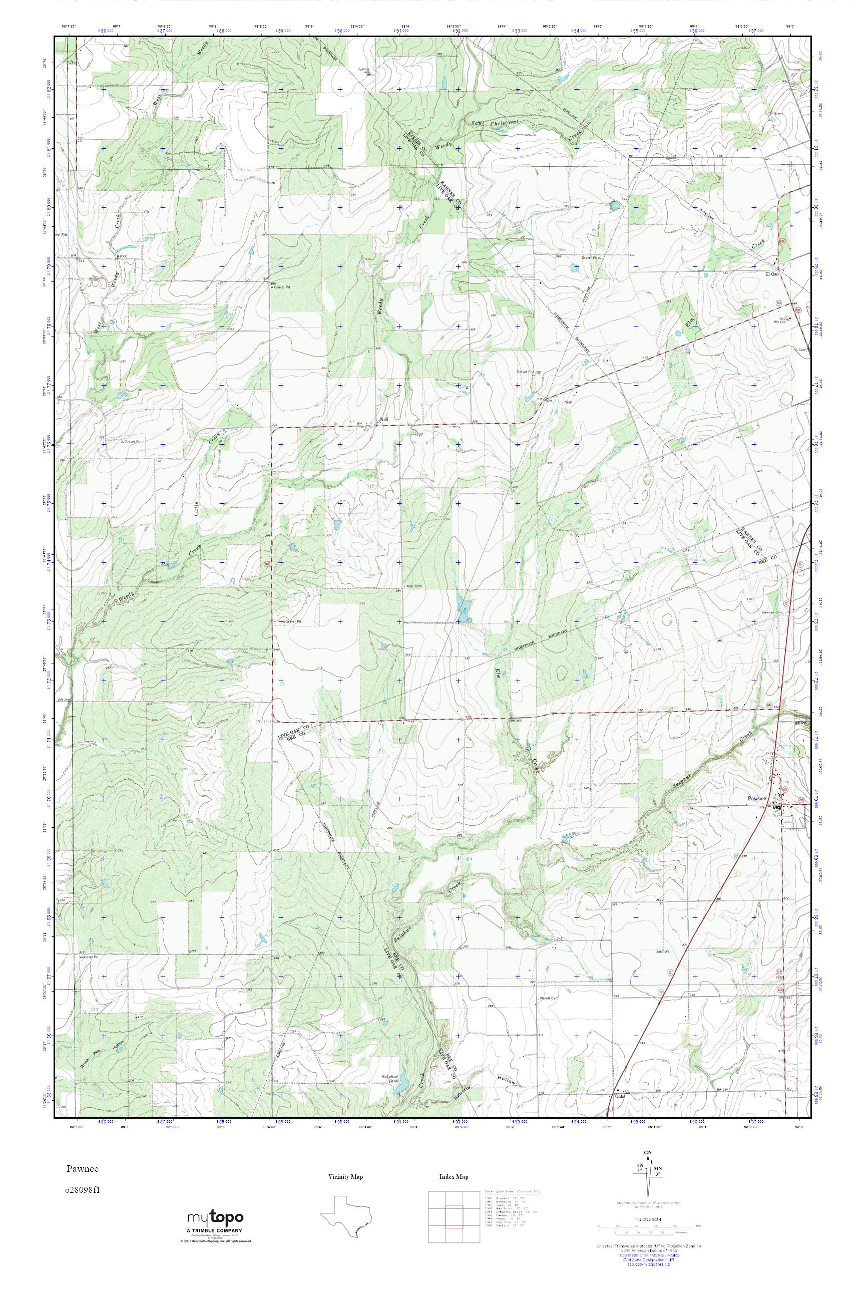 MyTopo Pawnee, Texas USGS Quad Topo Map
