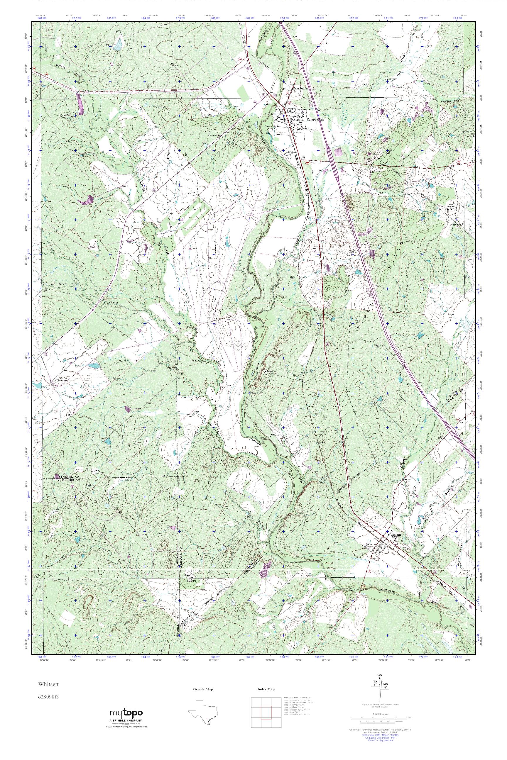 MyTopo Whitsett, Texas USGS Quad Topo Map