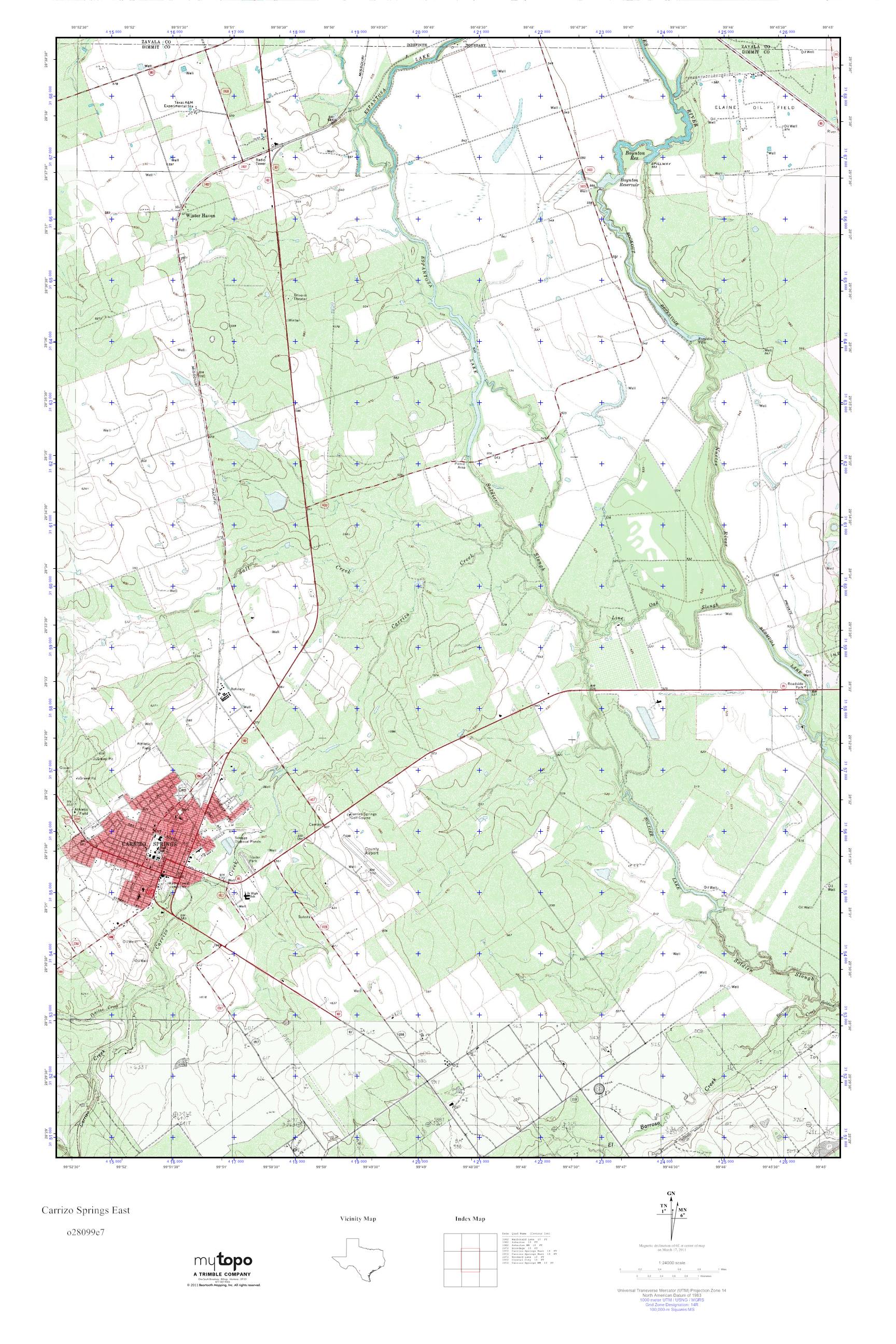 MyTopo Carrizo Springs East, Texas USGS Quad Topo Map