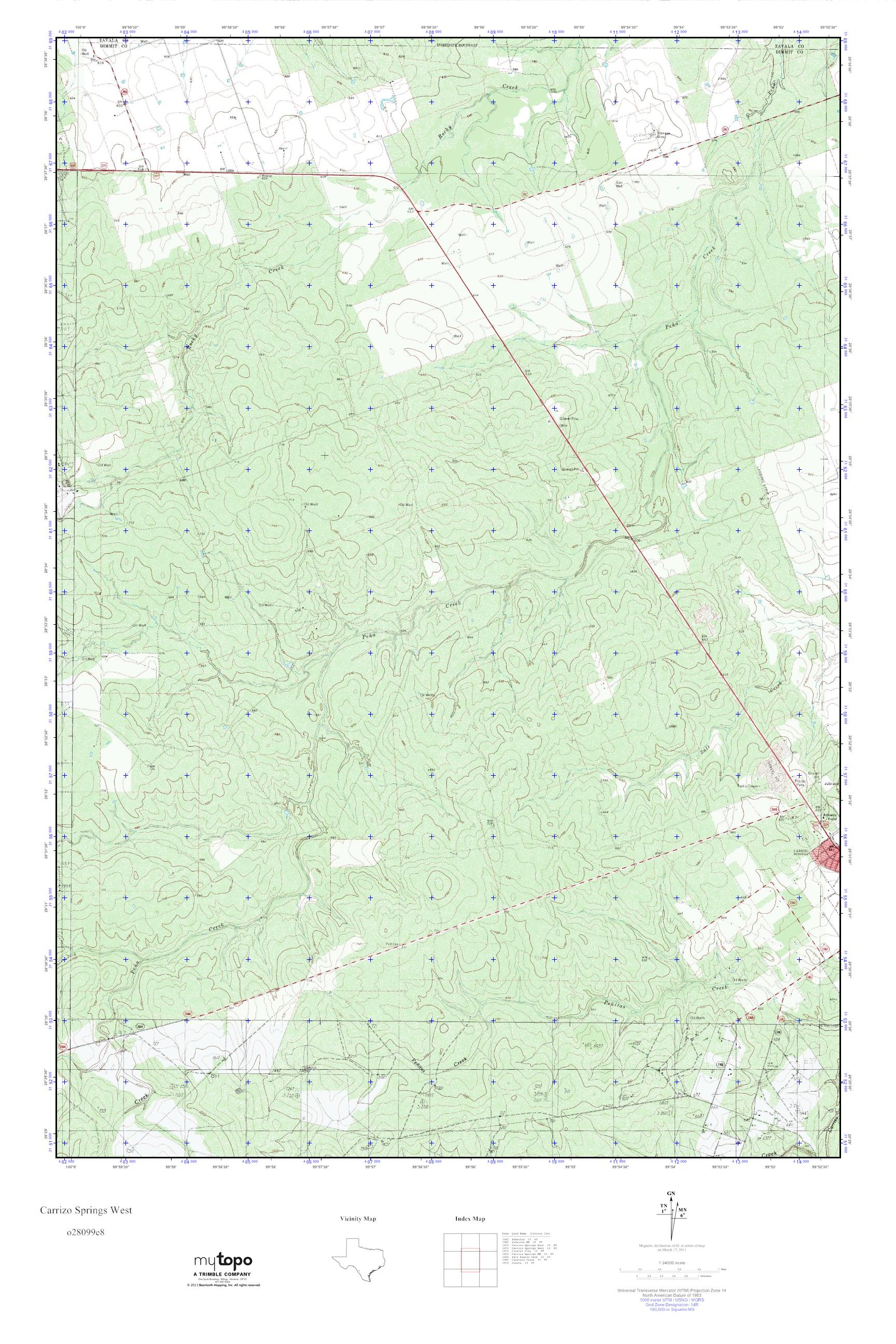 MyTopo Carrizo Springs West, Texas USGS Quad Topo Map