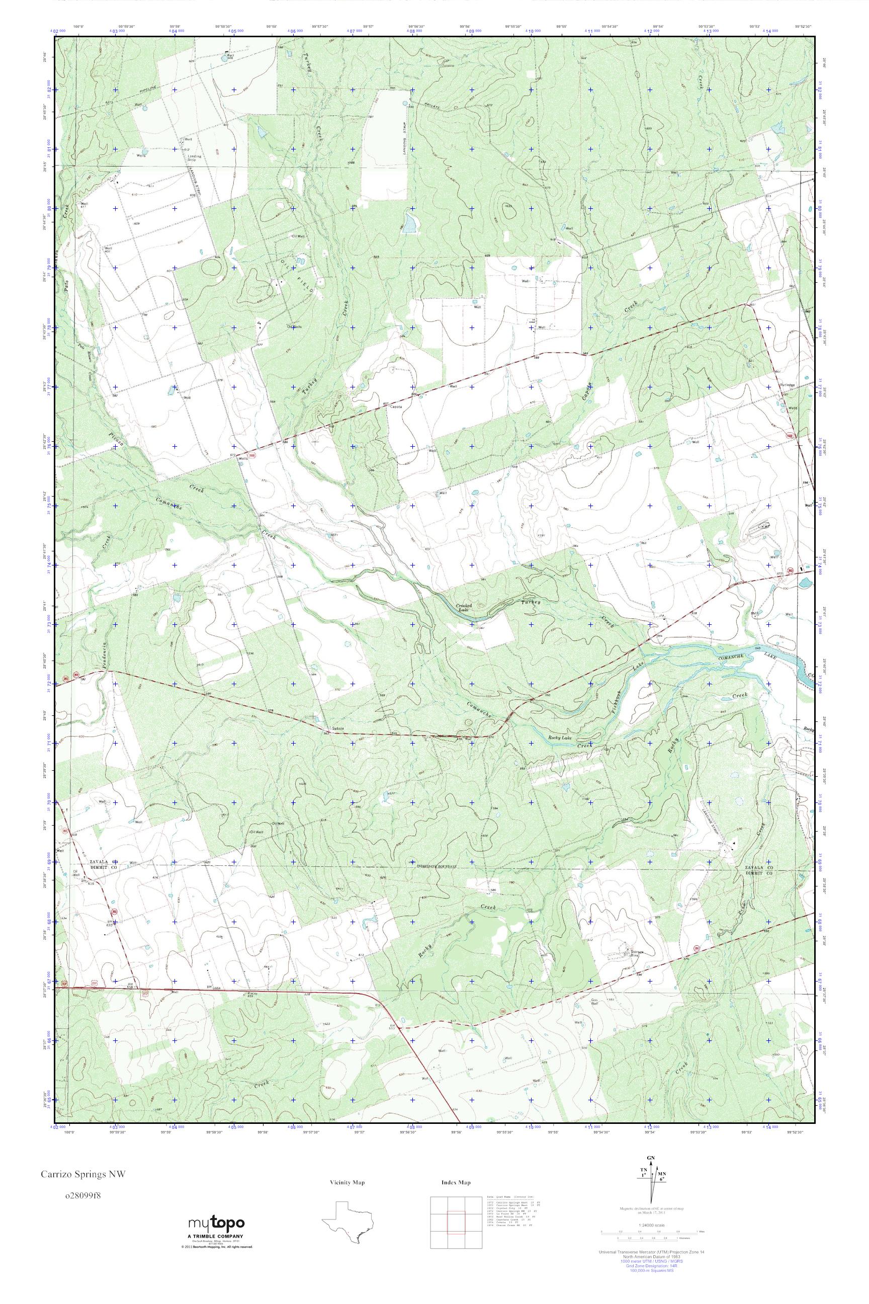 MyTopo Carrizo Springs NW, Texas USGS Quad Topo Map