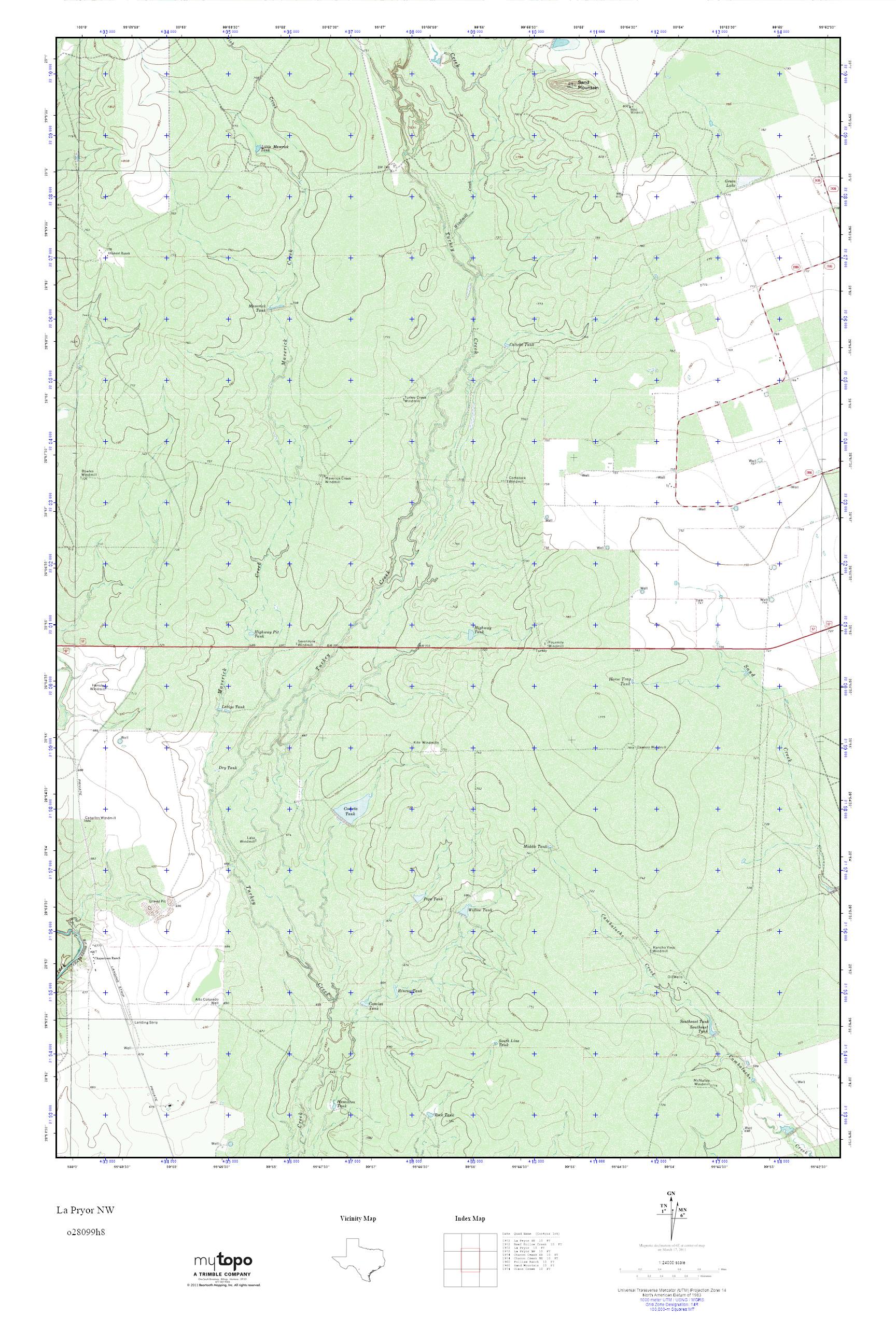 MyTopo La Pryor NW, Texas USGS Quad Topo Map