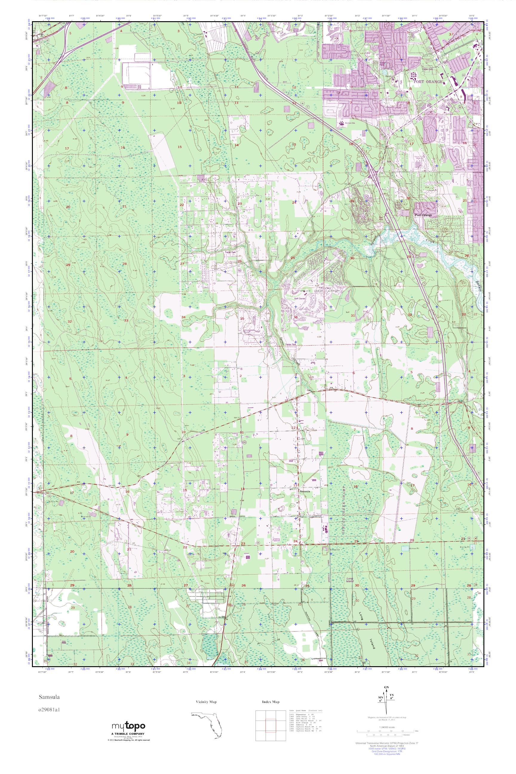 MyTopo Samsula, Florida USGS Quad Topo Map