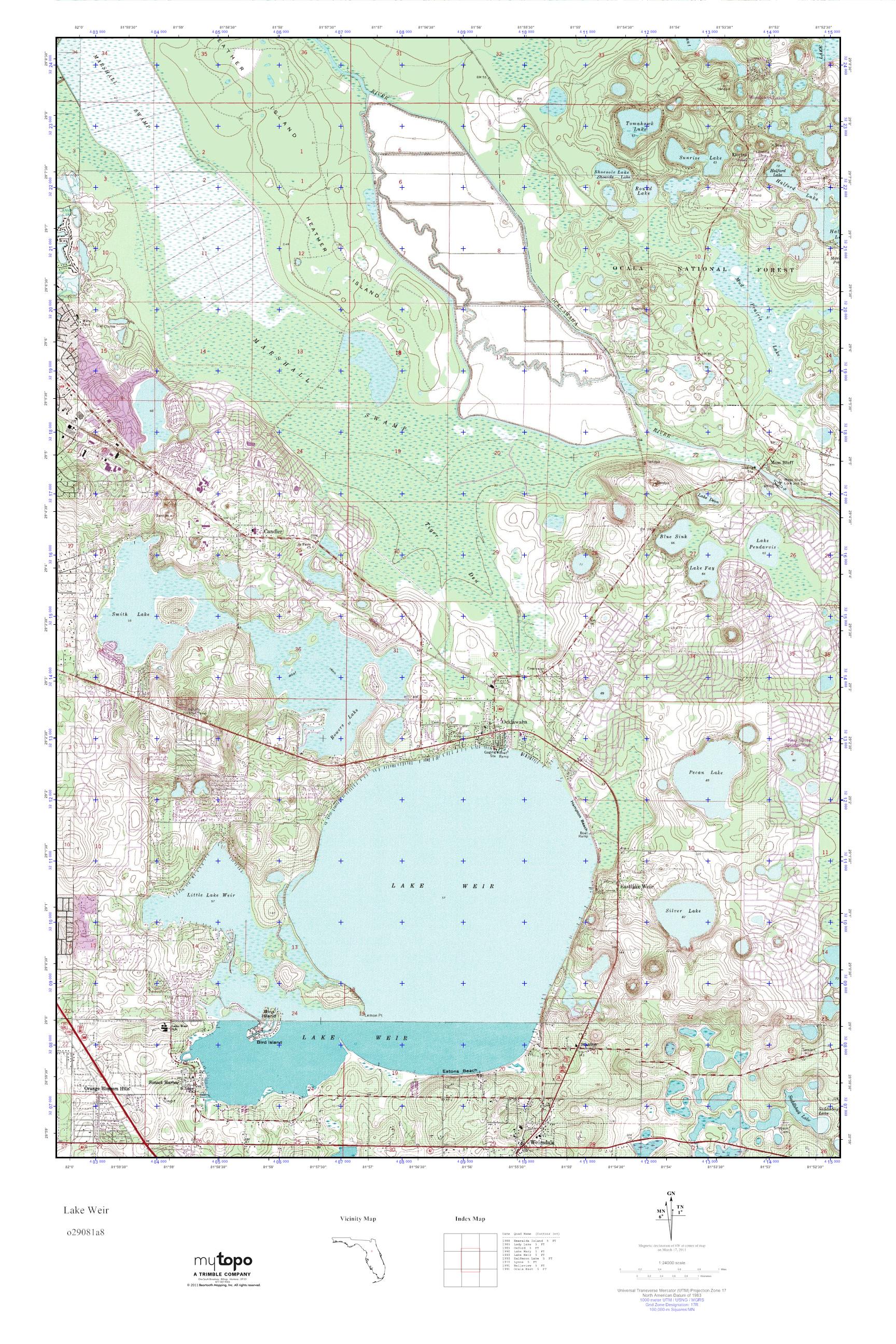 MyTopo Lake Weir, Florida USGS Quad Topo Map