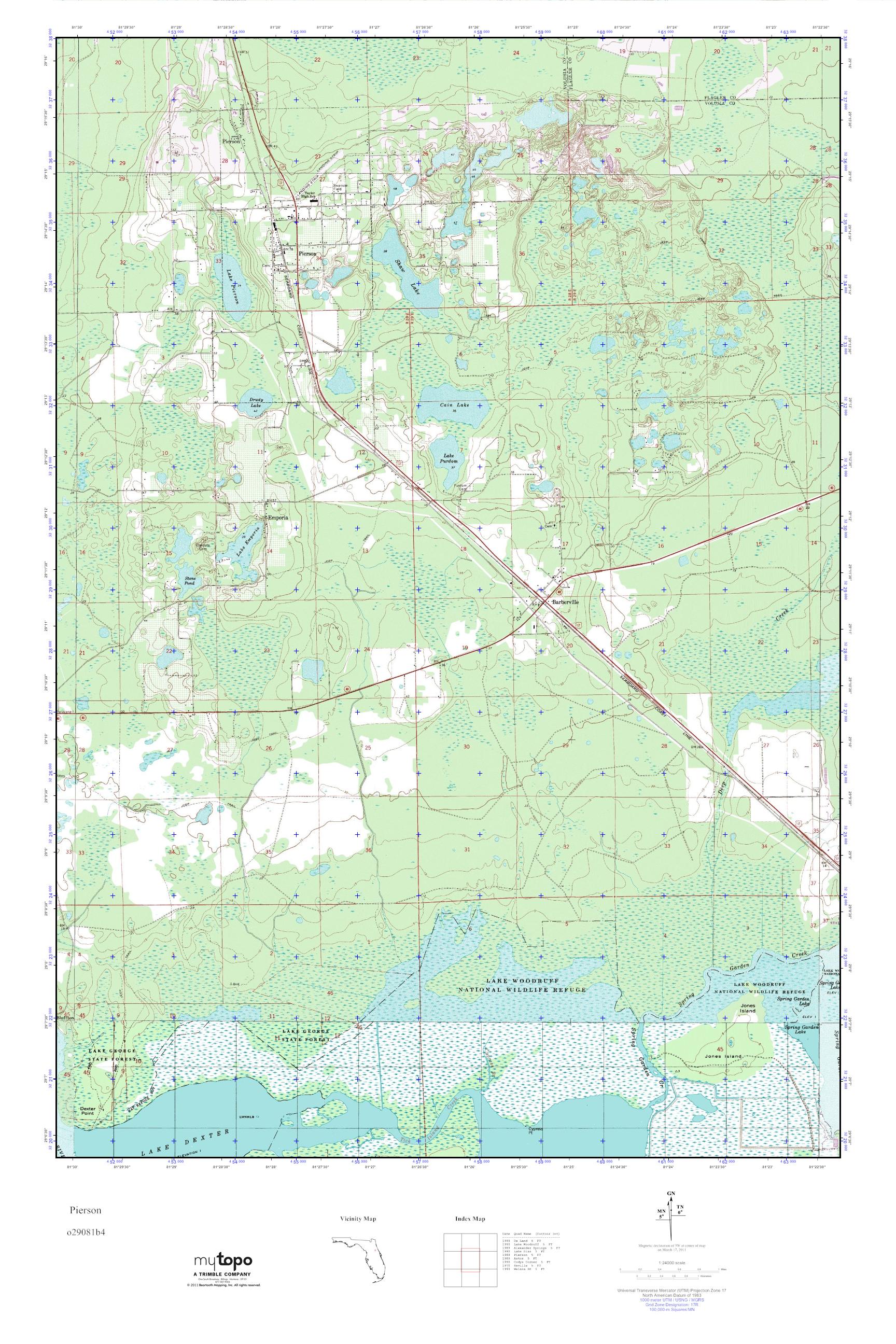 MyTopo Pierson, Florida USGS Quad Topo Map