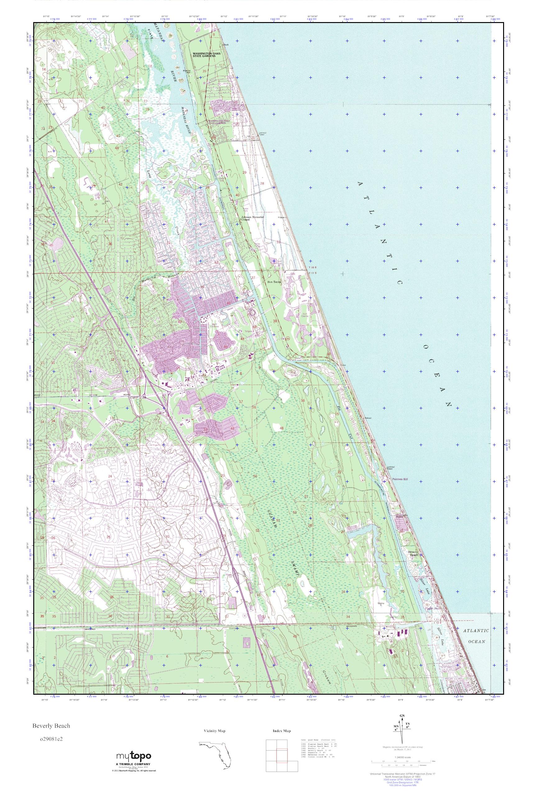 MyTopo Beverly Beach, Florida USGS Quad Topo Map
