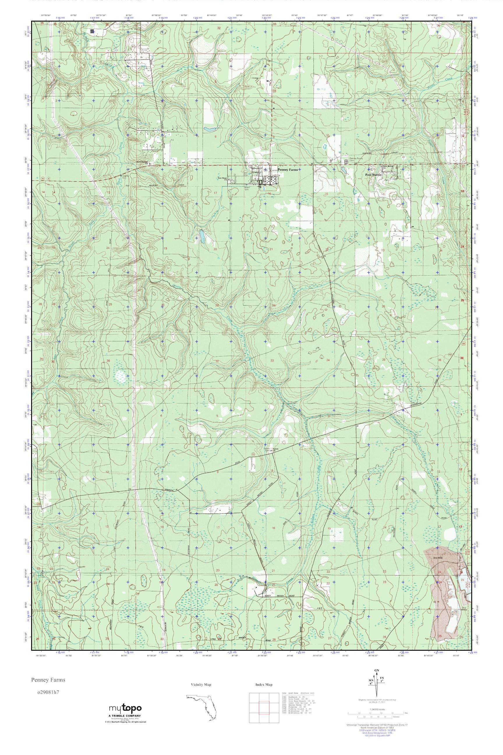 MyTopo Penney Farms, Florida USGS Quad Topo Map