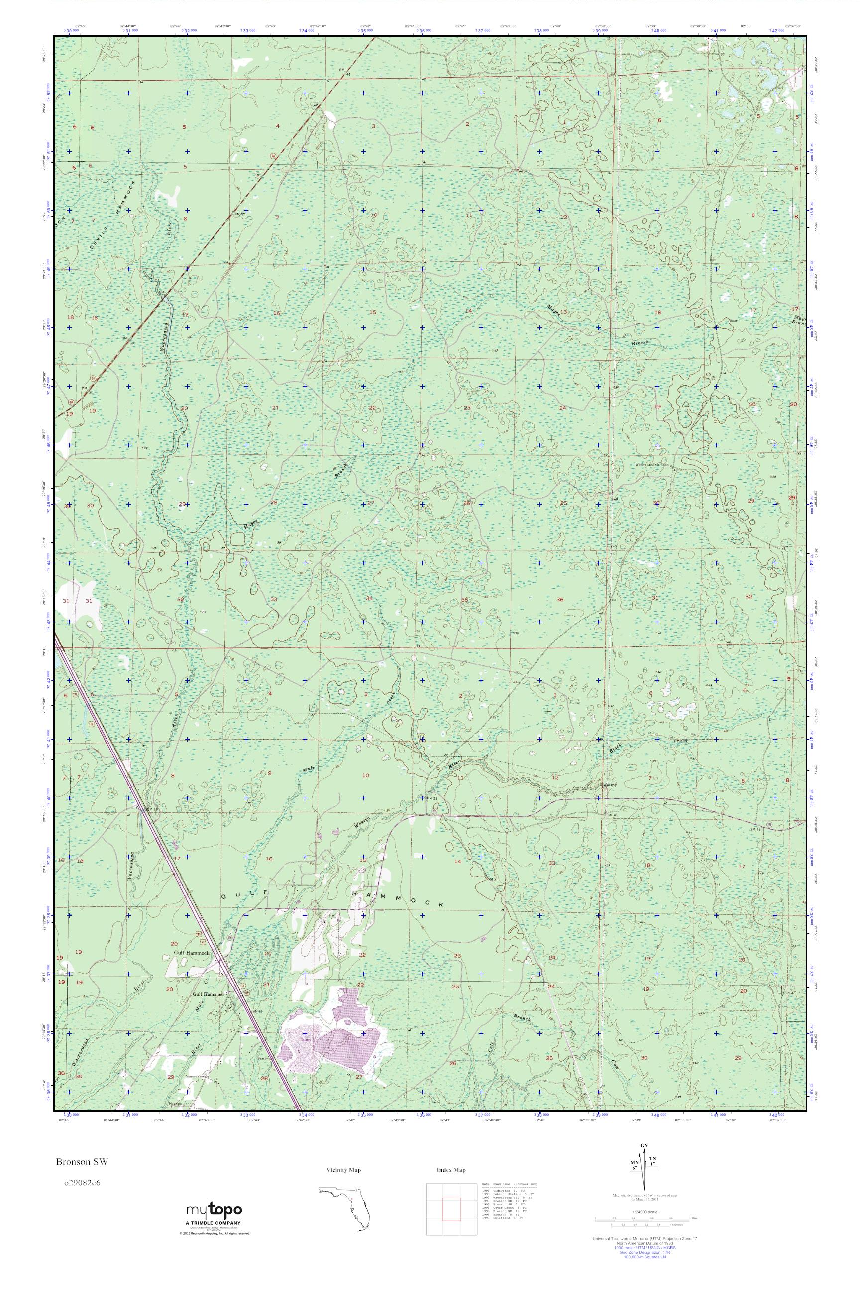 MyTopo Bronson SW Florida USGS - O29082c6 