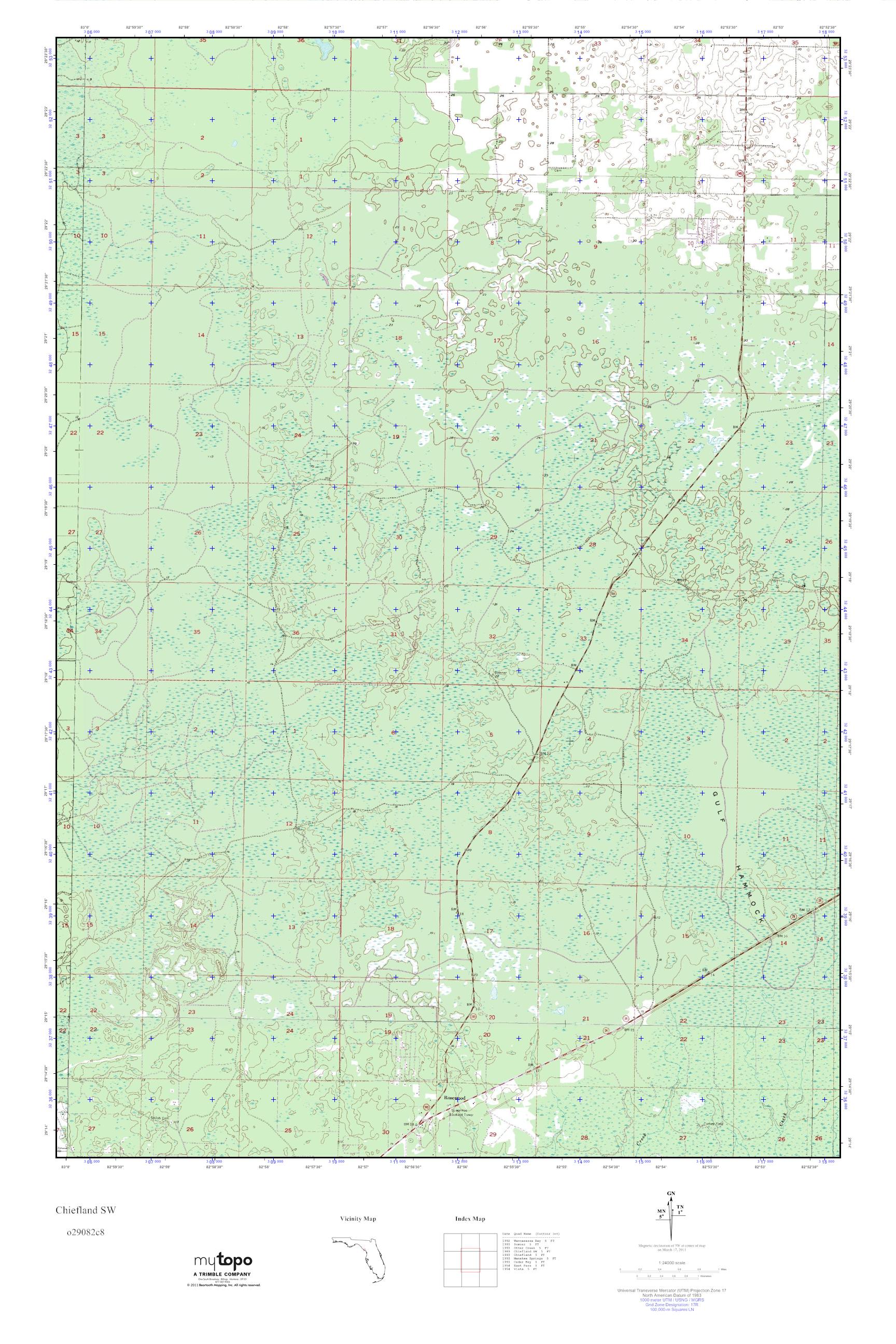 MyTopo Chiefland SW, Florida USGS Quad Topo Map