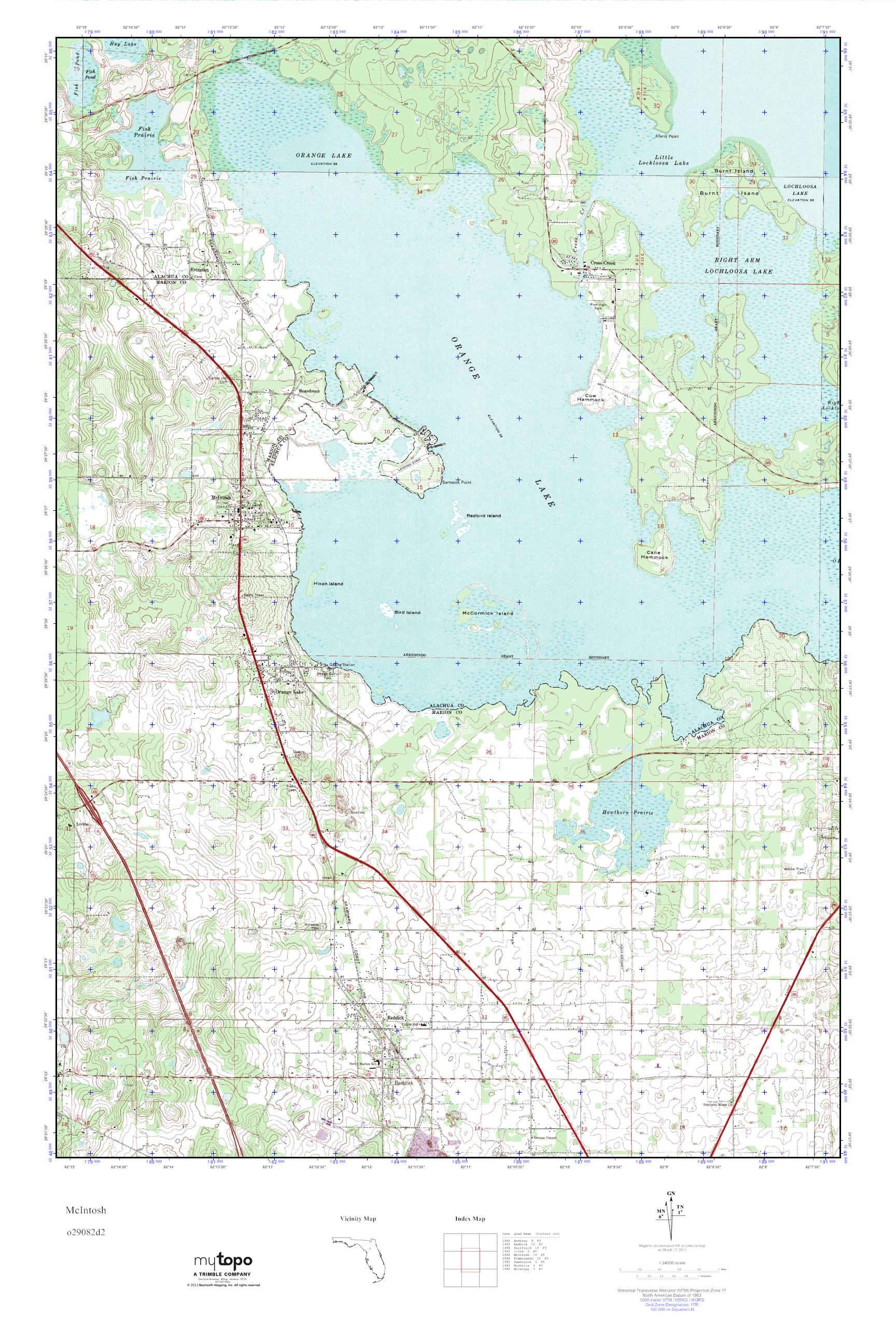 MyTopo McIntosh, Florida USGS Quad Topo Map