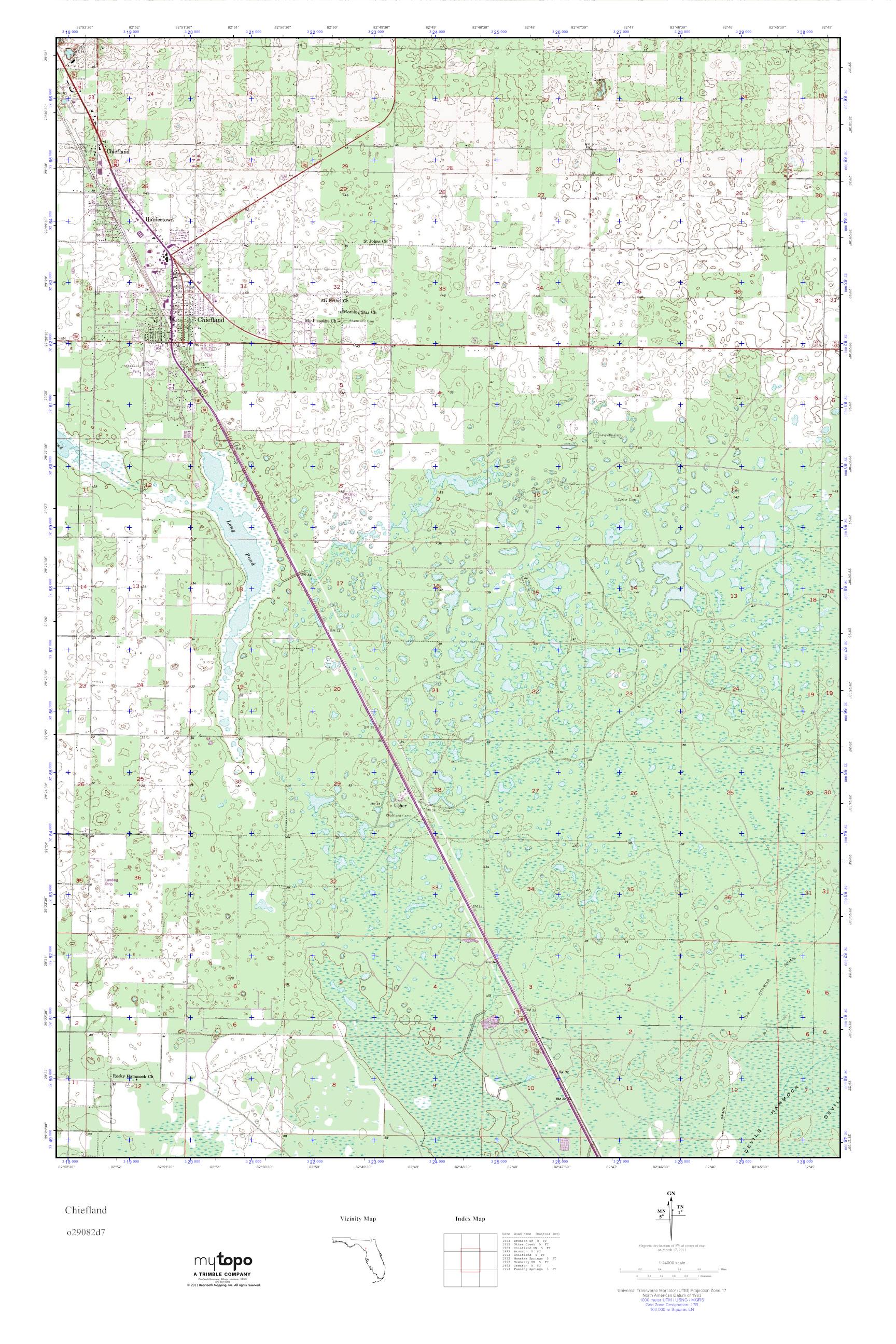 MyTopo Chiefland, Florida USGS Quad Topo Map