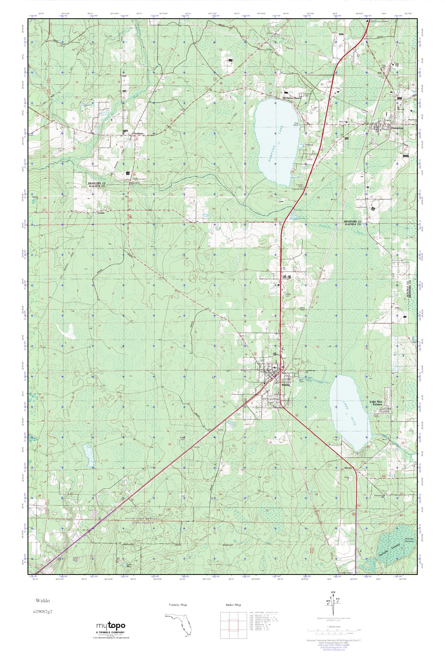 MyTopo Waldo, Florida USGS Quad Topo Map