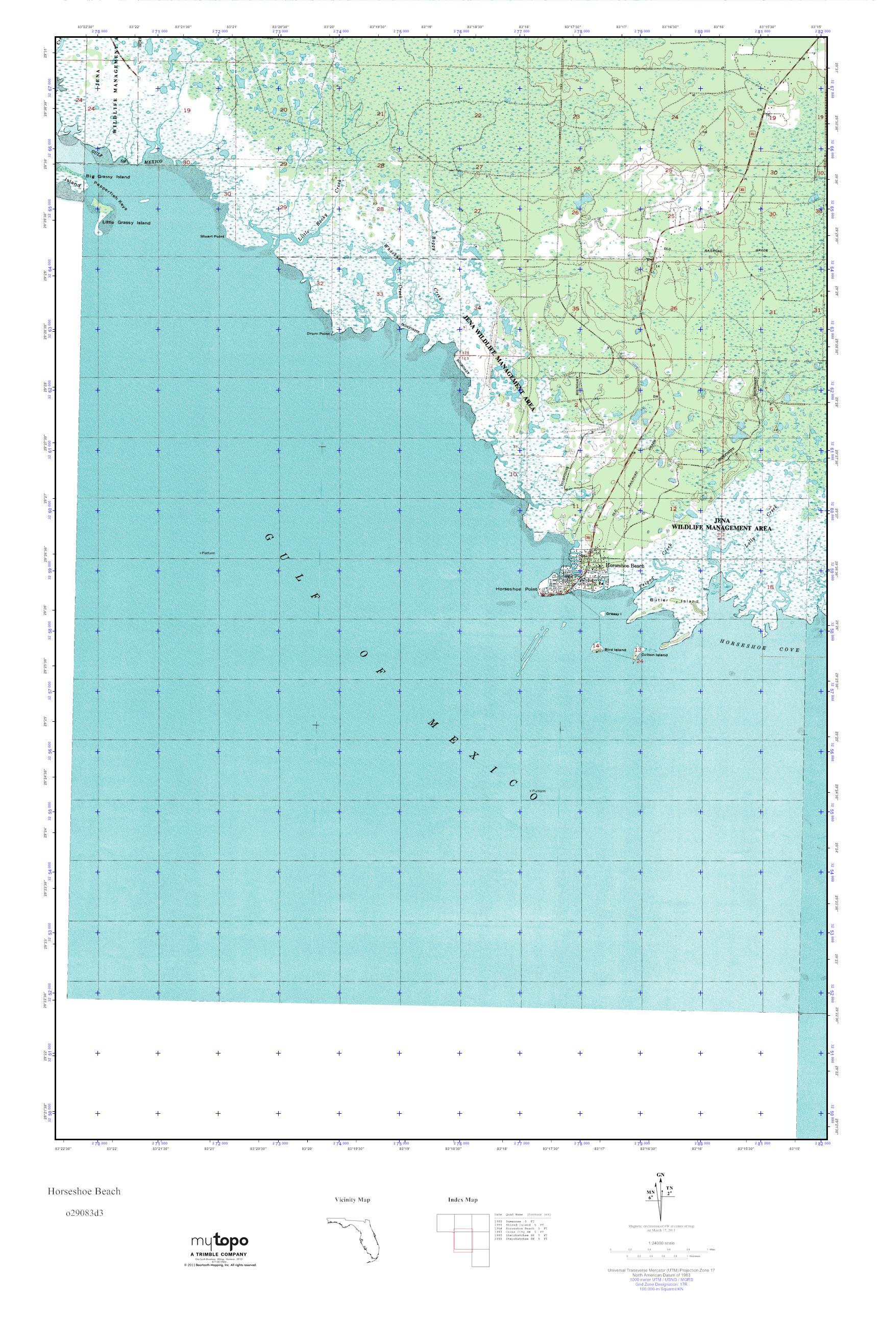 Mytopo horseshoe beach florida usgs quad topo map