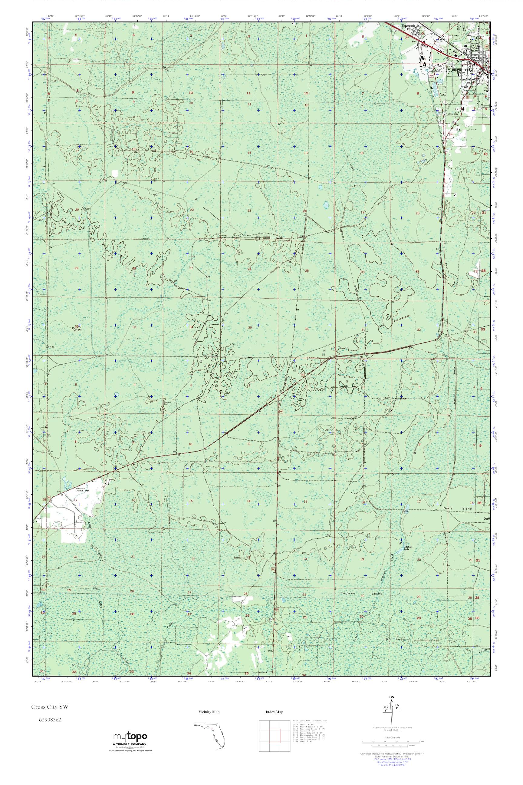 MyTopo Cross City SW, Florida USGS Quad Topo Map
