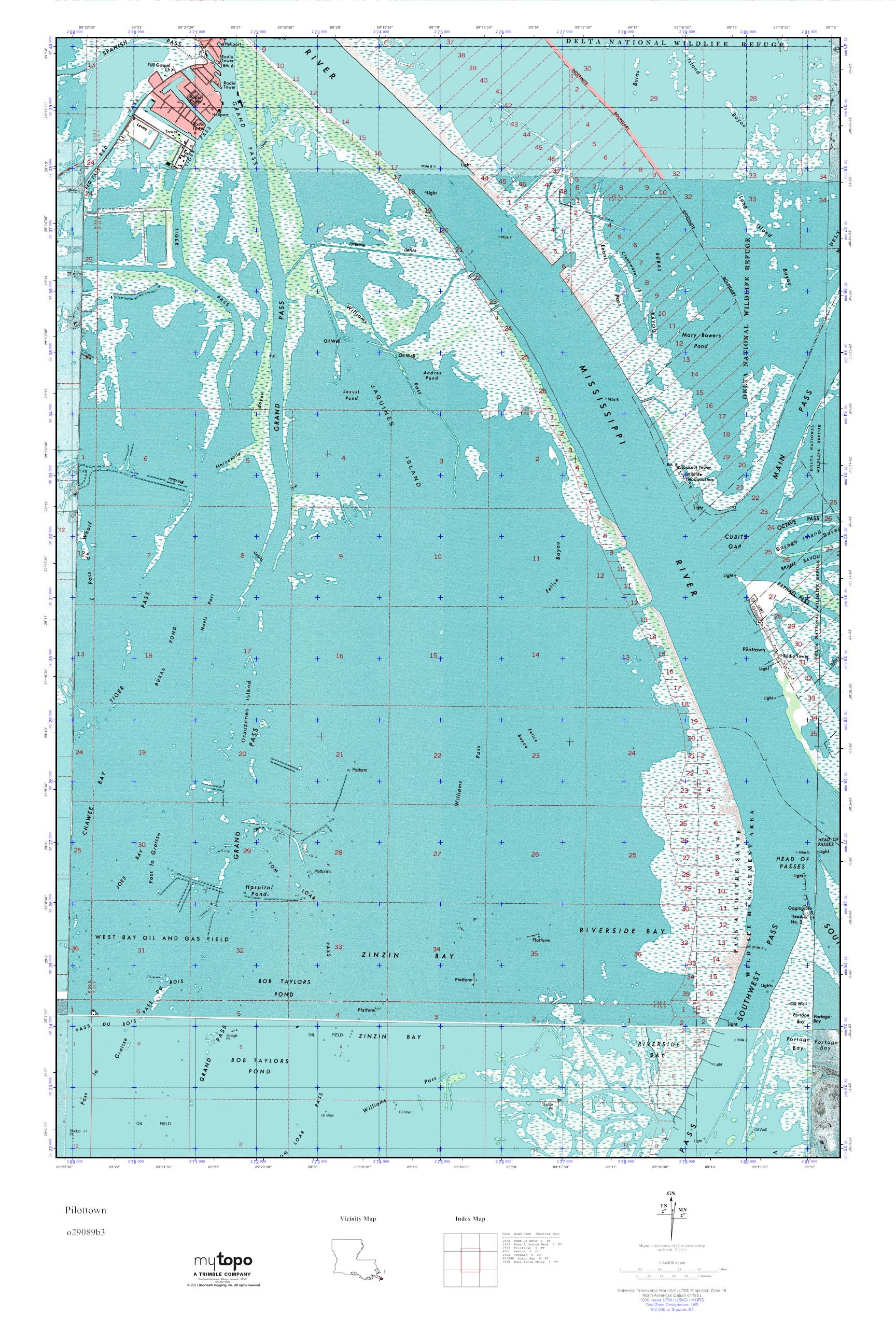 MyTopo Pilottown, Louisiana USGS Quad Topo Map