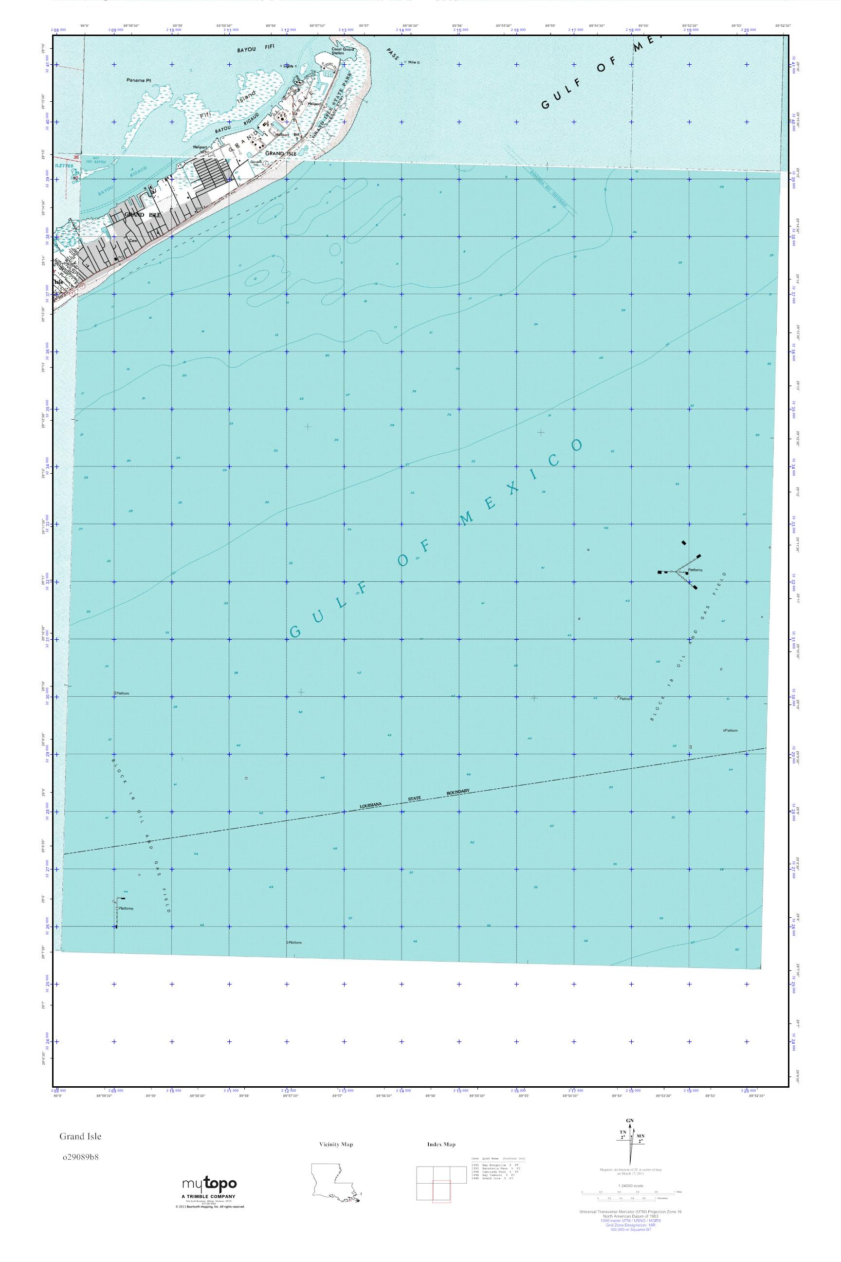 MyTopo Grand Isle, Louisiana USGS Quad Topo Map