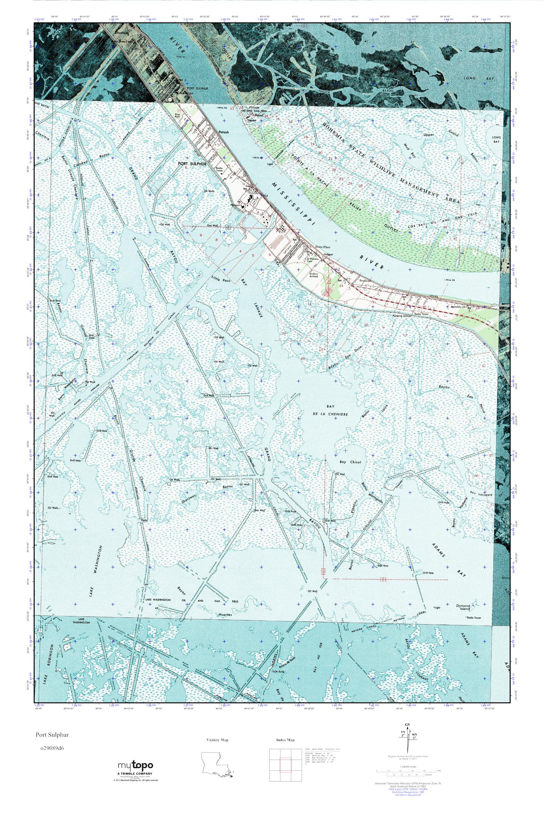 MyTopo Port Sulphur, Louisiana USGS Quad Topo Map
