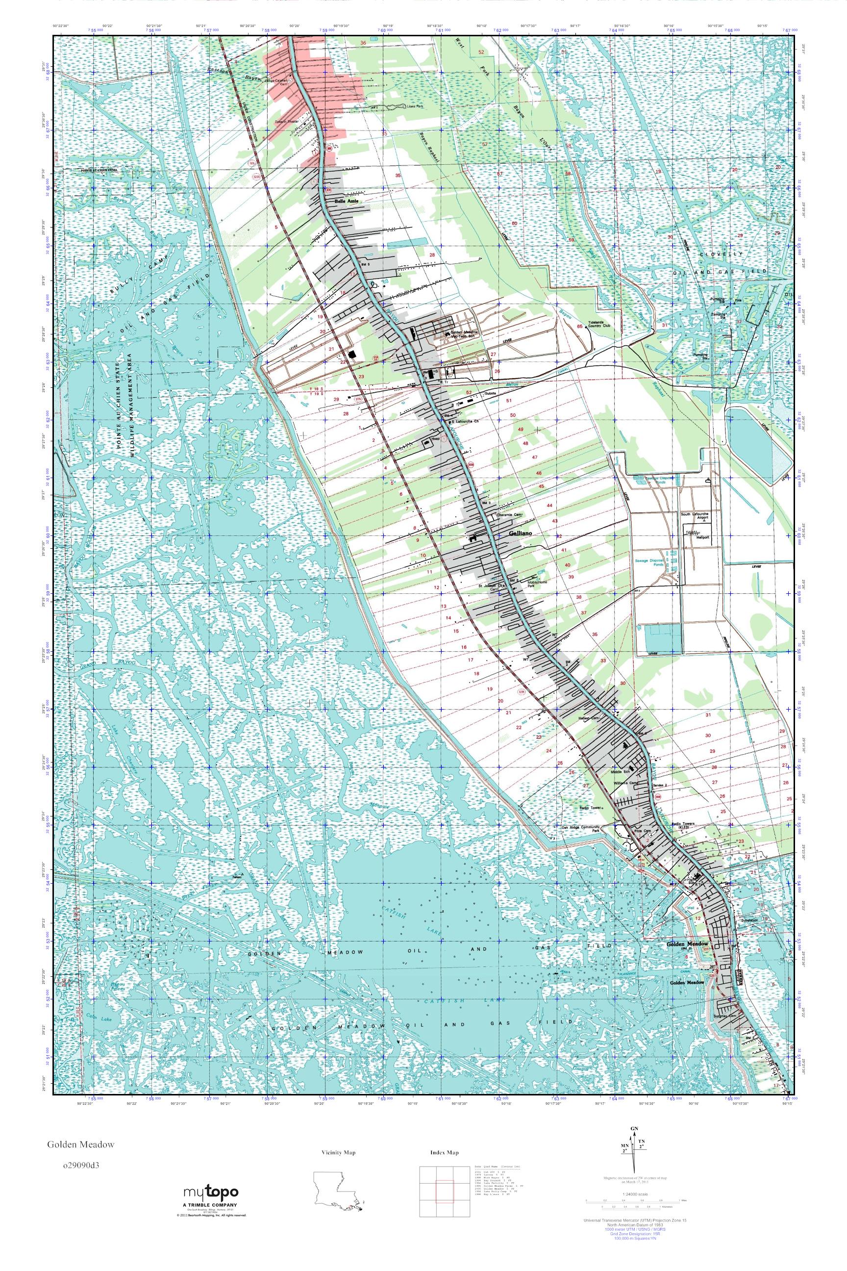 MyTopo Golden Meadow, Louisiana USGS Quad Topo Map