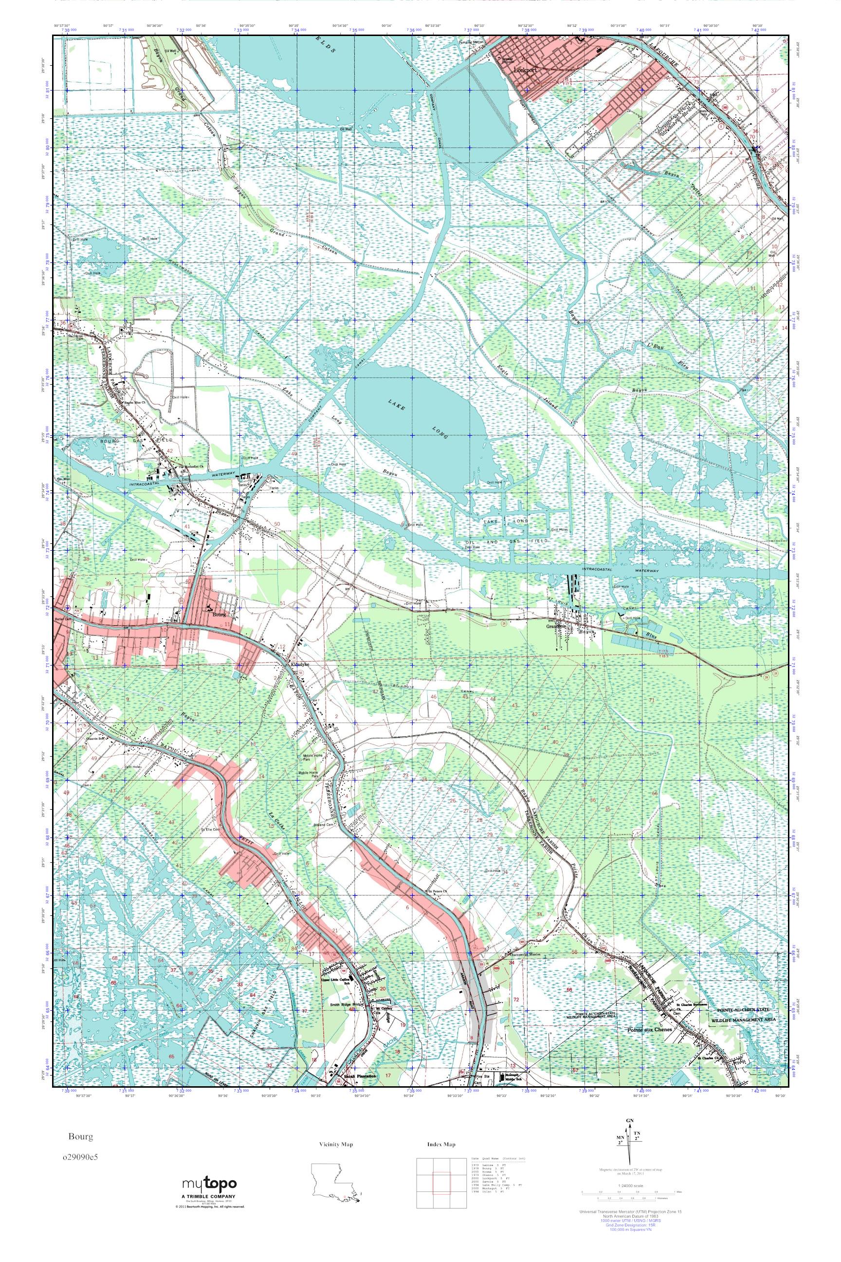 MyTopo Bourg, Louisiana USGS Quad Topo Map